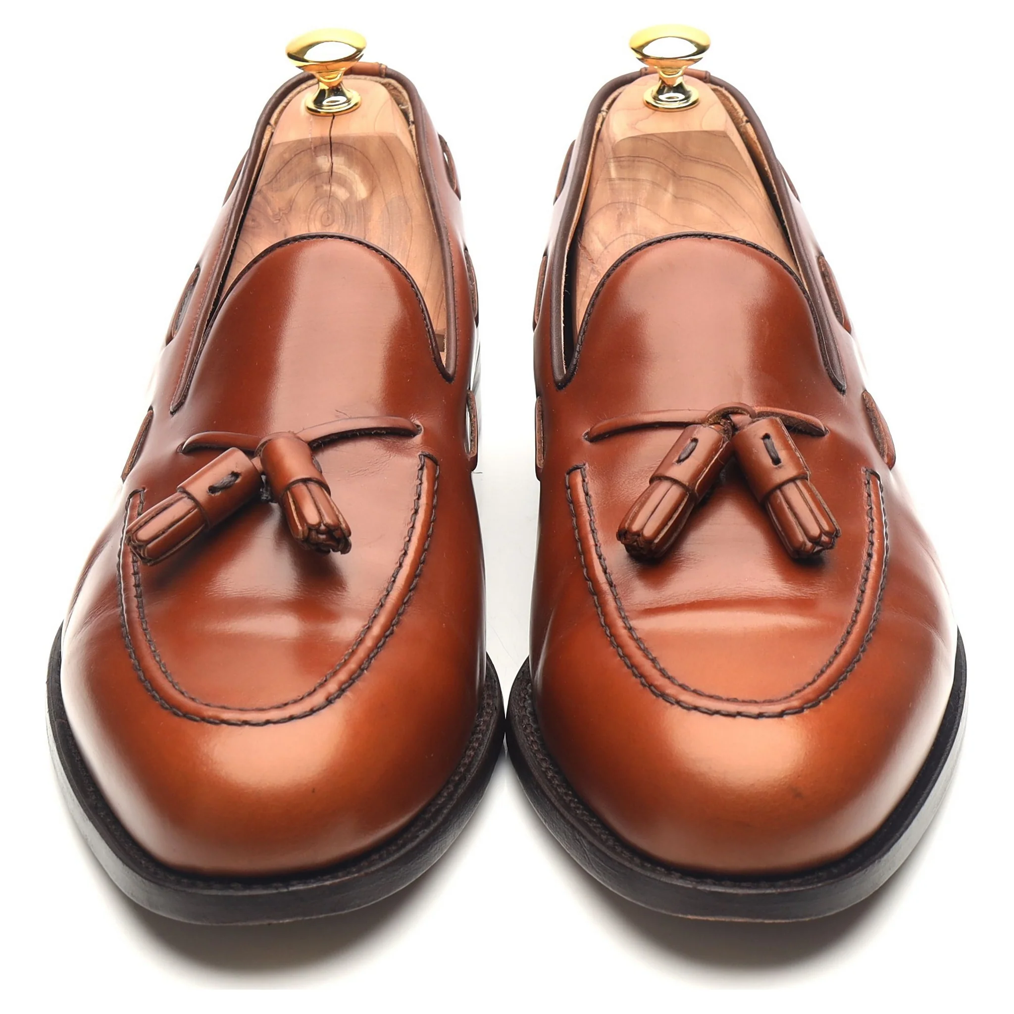 'Fletcher' Tan Brown Leather Tassel Loafers UK 12 F - Image 9