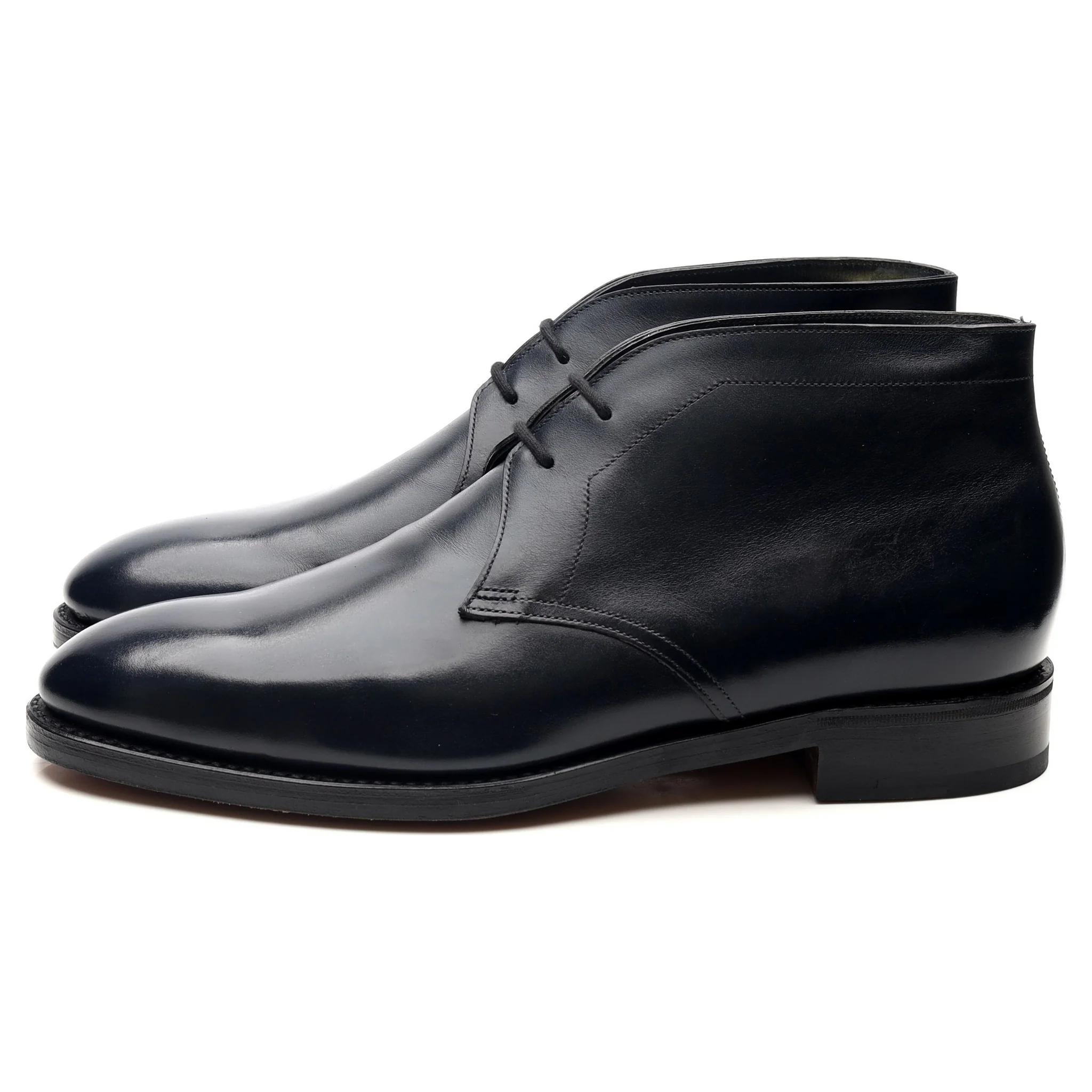 'Heywood' Navy Blue Leather Boots UK 7 E - Image 2