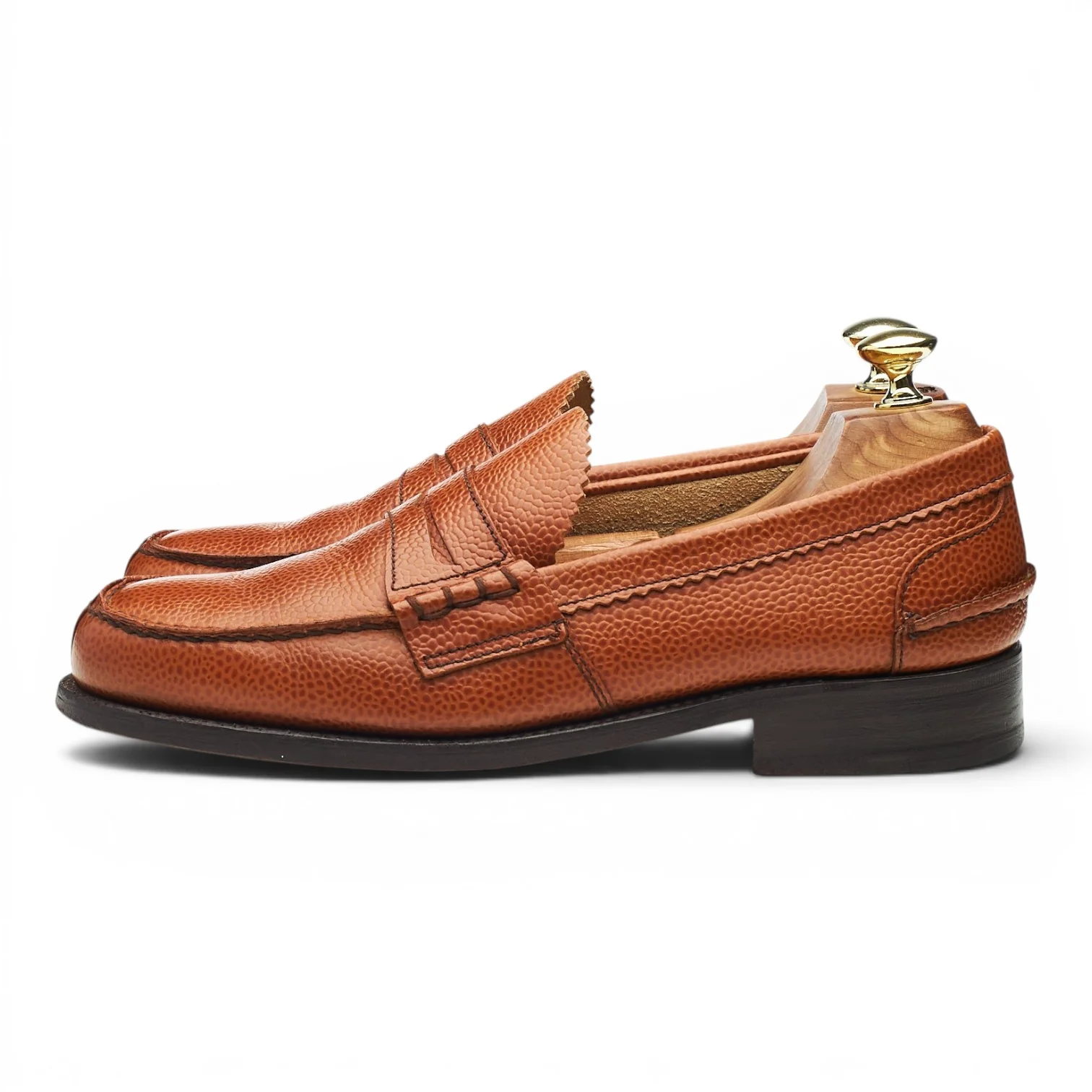 'Arran' Tan Brown Grain Leather Loafers UK 7.5 F - Image 3