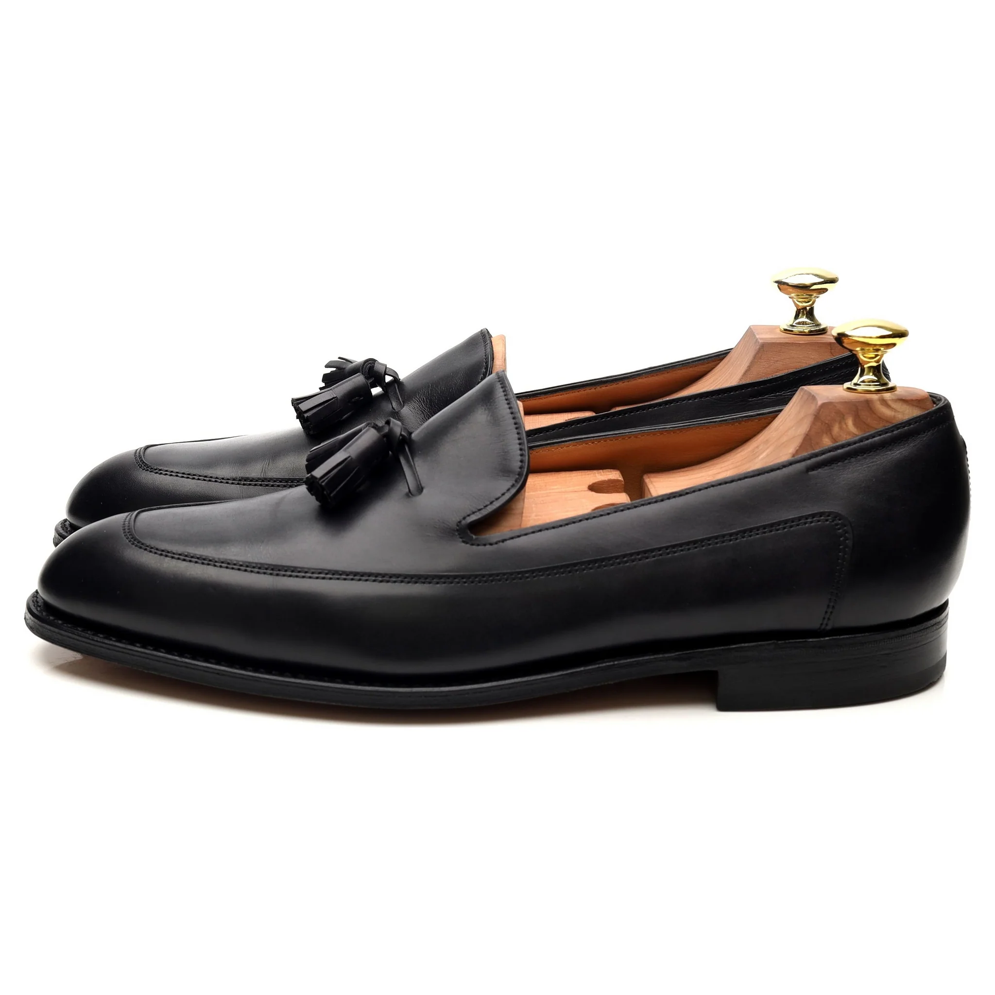 'Buckingham' Black Leather Tassel Loafers UK 7.5 E - Image 2
