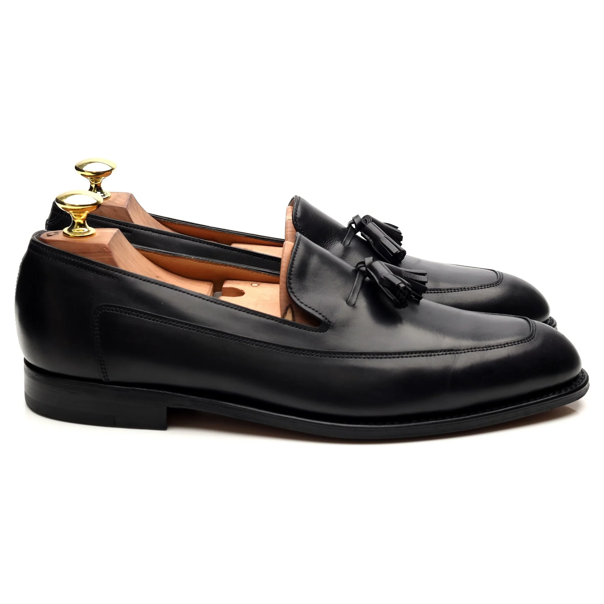 'Buckingham' Black Leather Tassel Loafers UK 7.5 E - Image 6