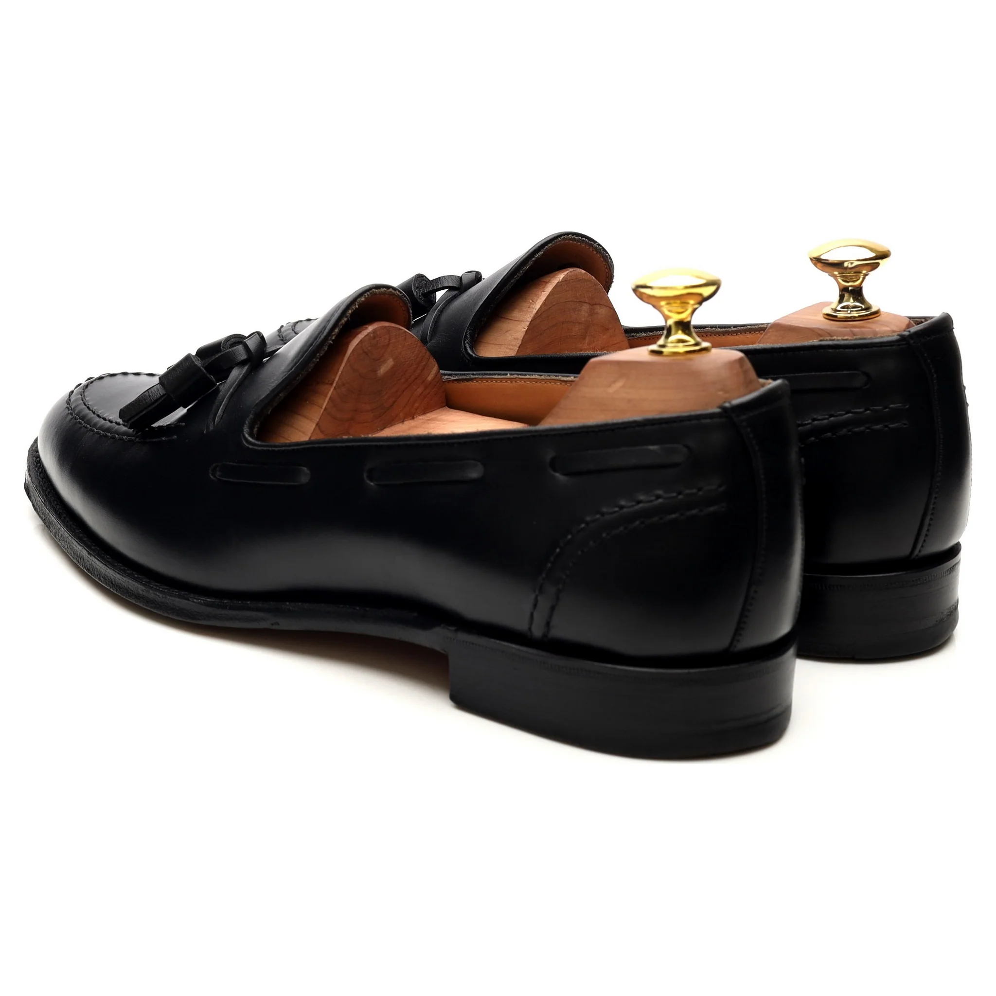 'Harry' Black Leather Tassel Loafers UK 8.5 F - Image 3