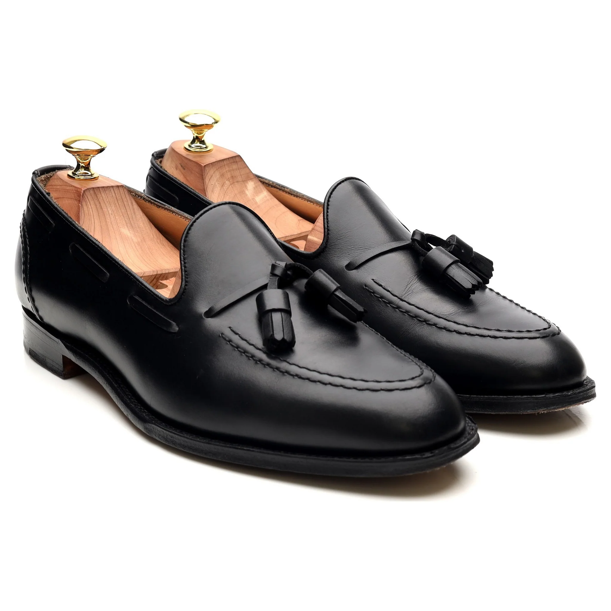 'Harry' Black Leather Tassel Loafers UK 8.5 F - Image 8