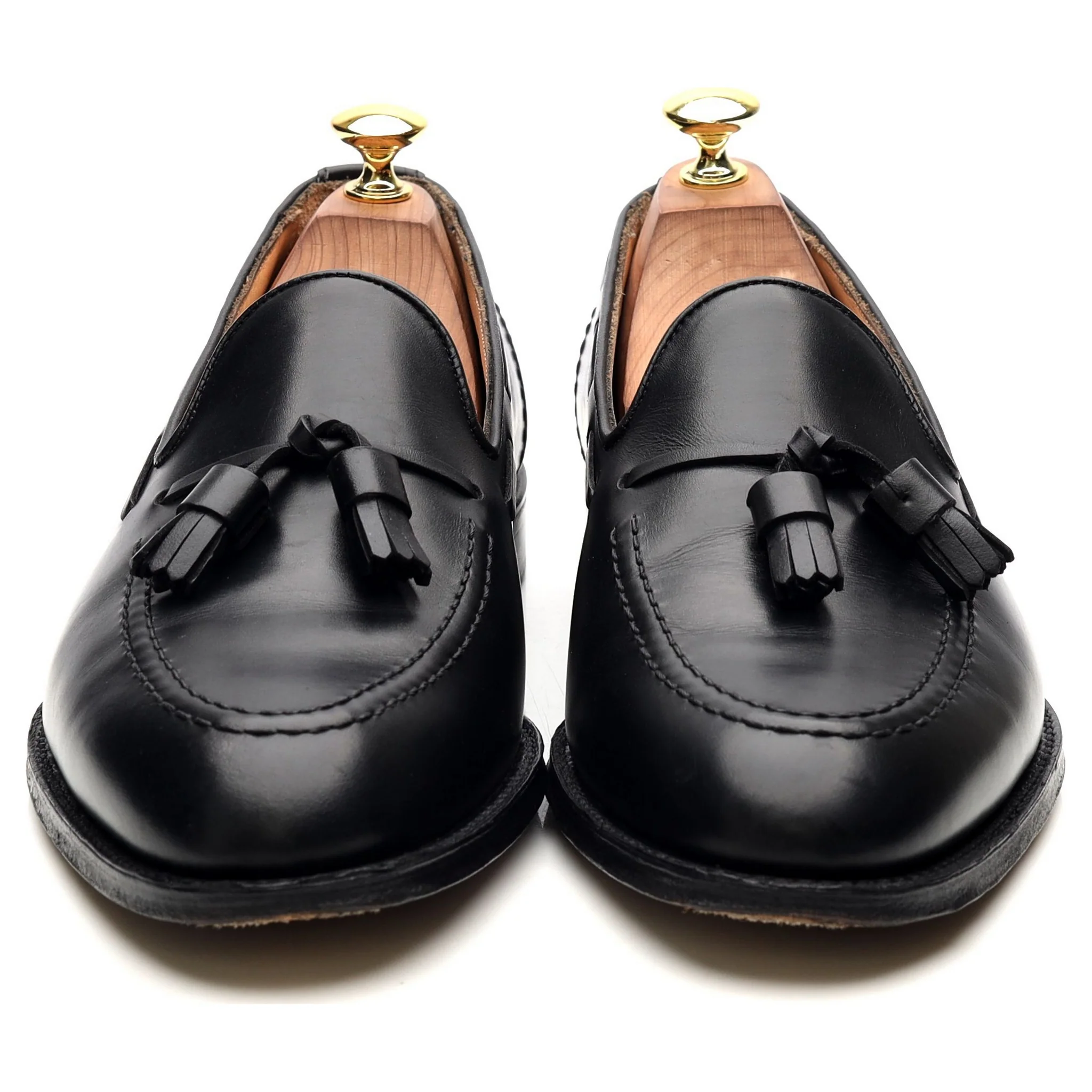 'Harry' Black Leather Tassel Loafers UK 8.5 F - Image 9