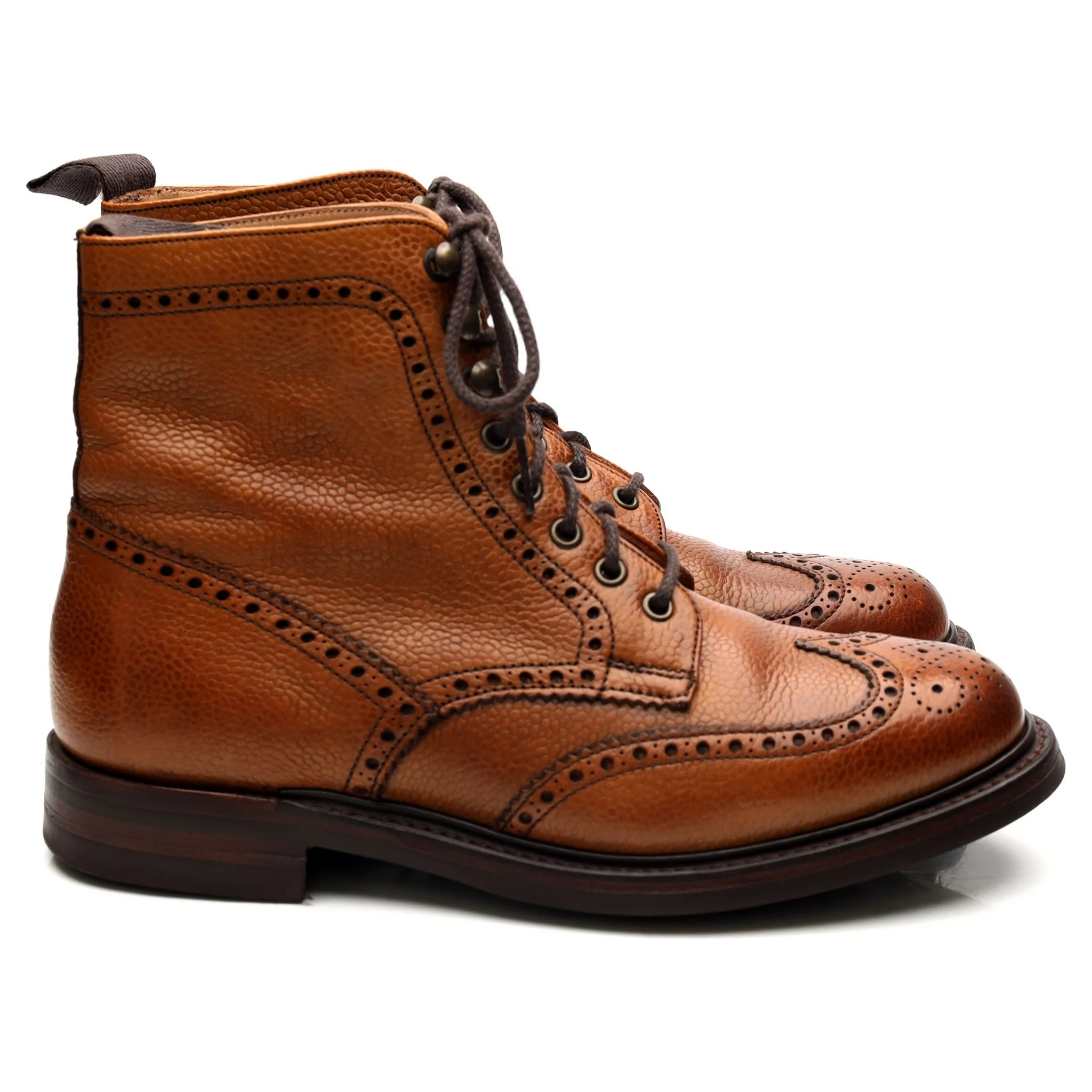 Women's 'Olivia' Tan Brown Leather Brogue Boots UK 5 D - Image 6