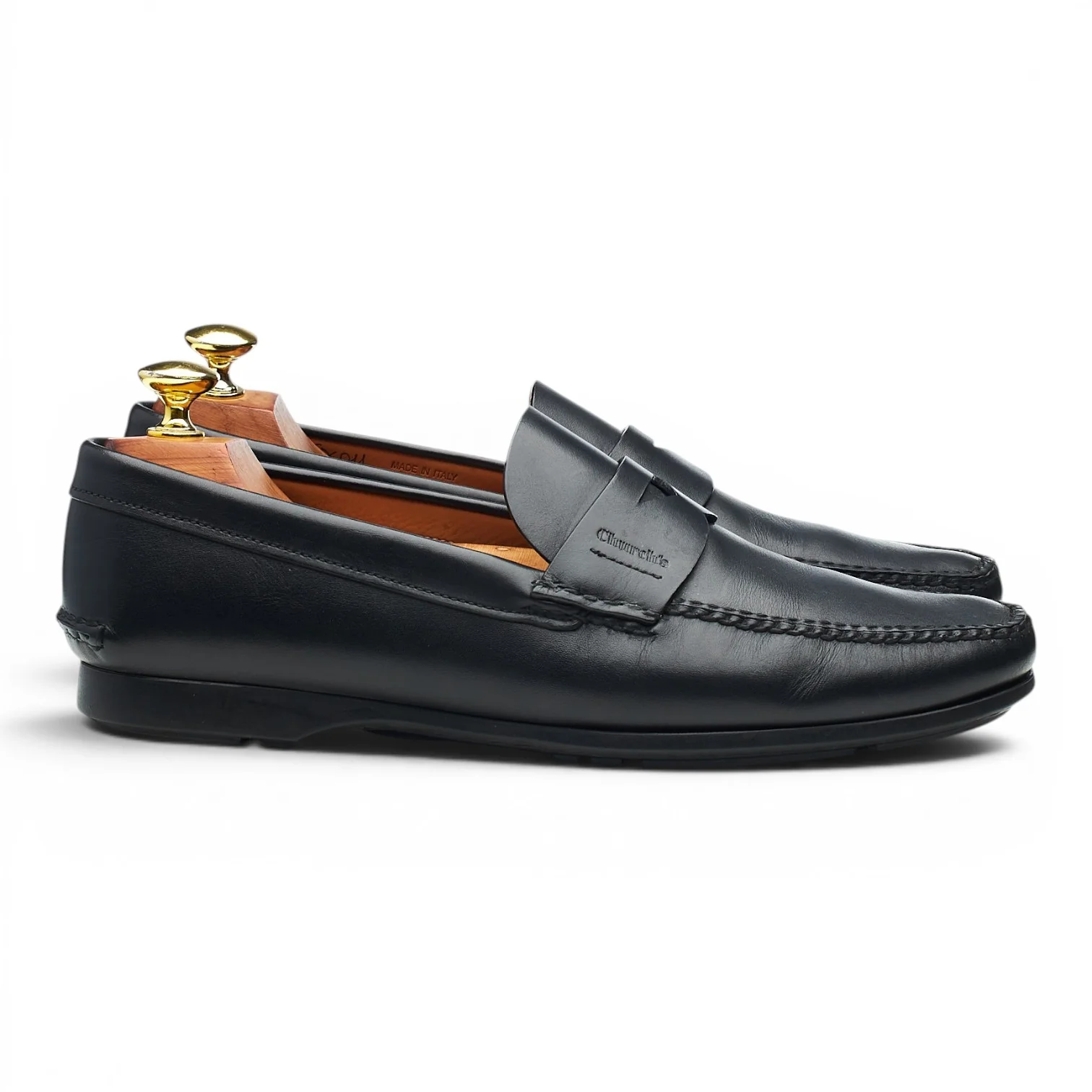 'Karl' Black Leather Loafers UK 7.5