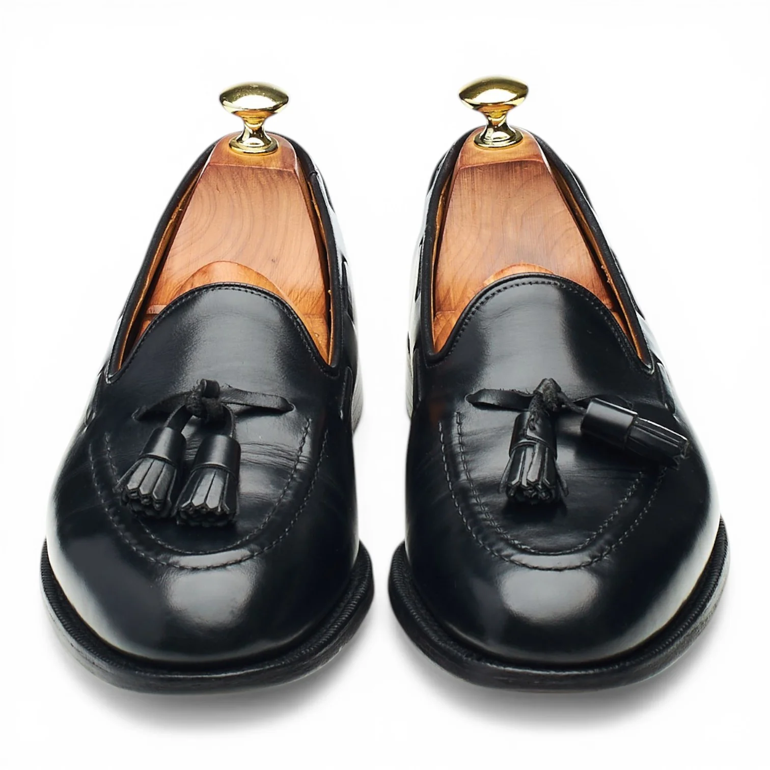 'Keats' Black Leather Tassel Loafers UK 7 F - Image 2