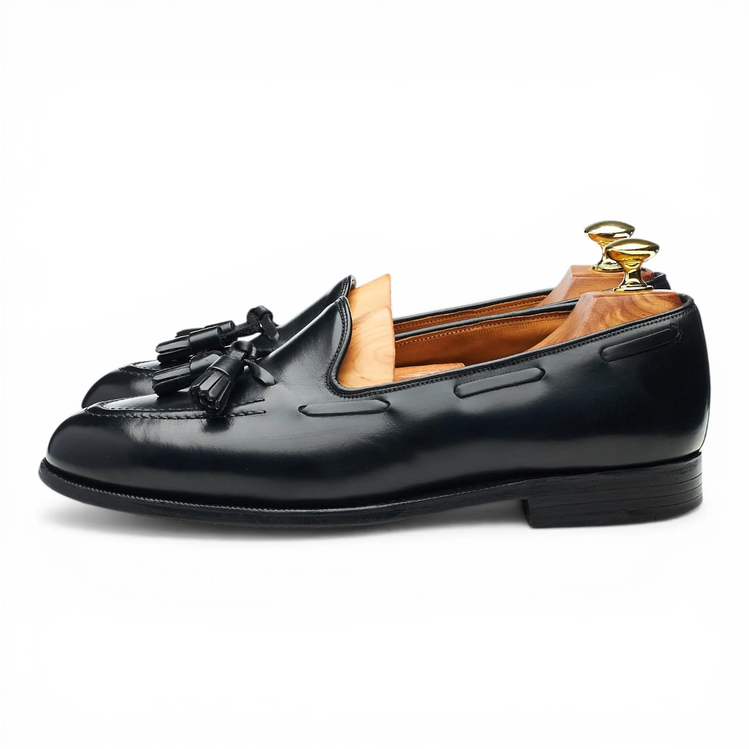 'Keats' Black Leather Tassel Loafers UK 7 F - Image 3
