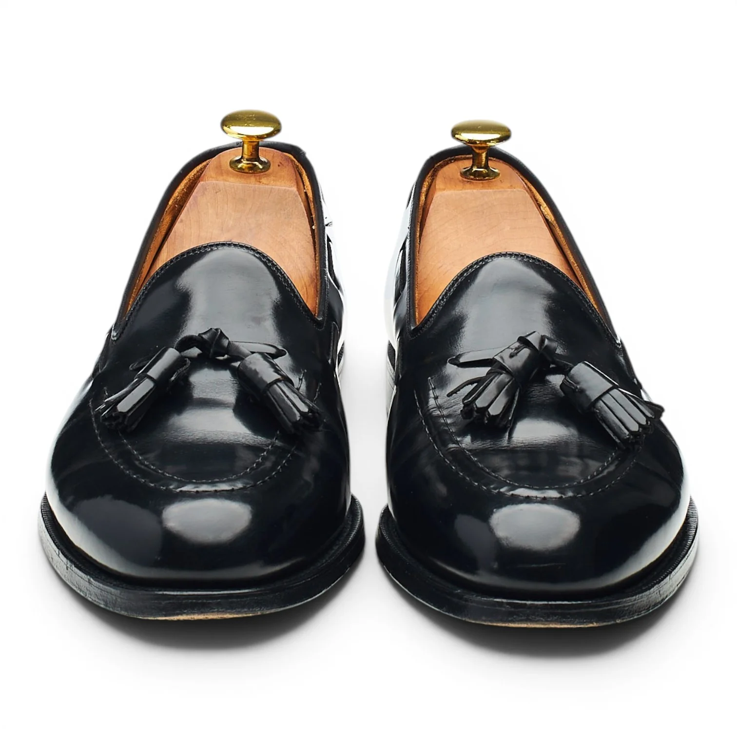 'Keats' Black Leather Tassel Loafers UK 8.5 F - Image 2