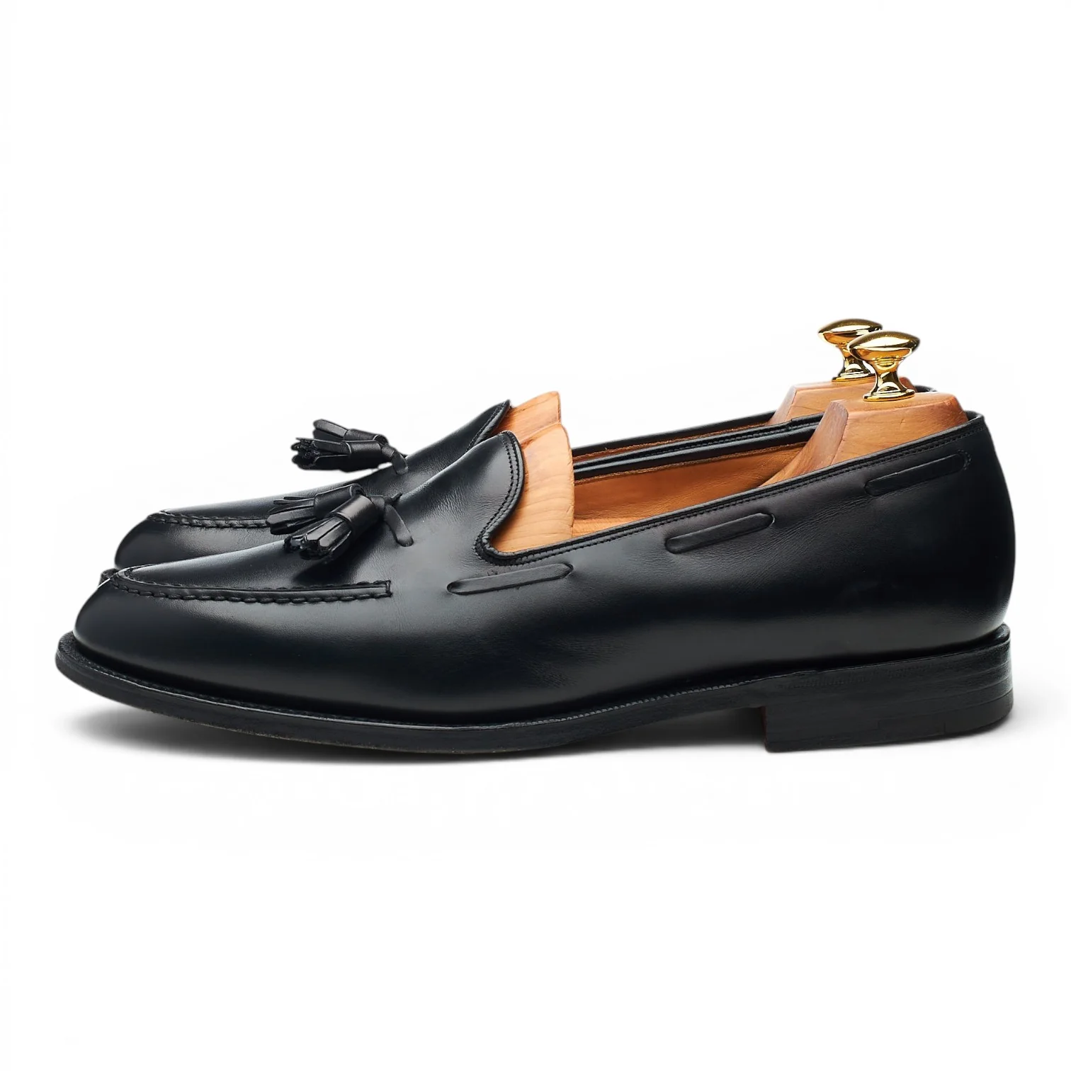 'Keats II' Black Leather Tassel Loafers UK 10 F - Image 3