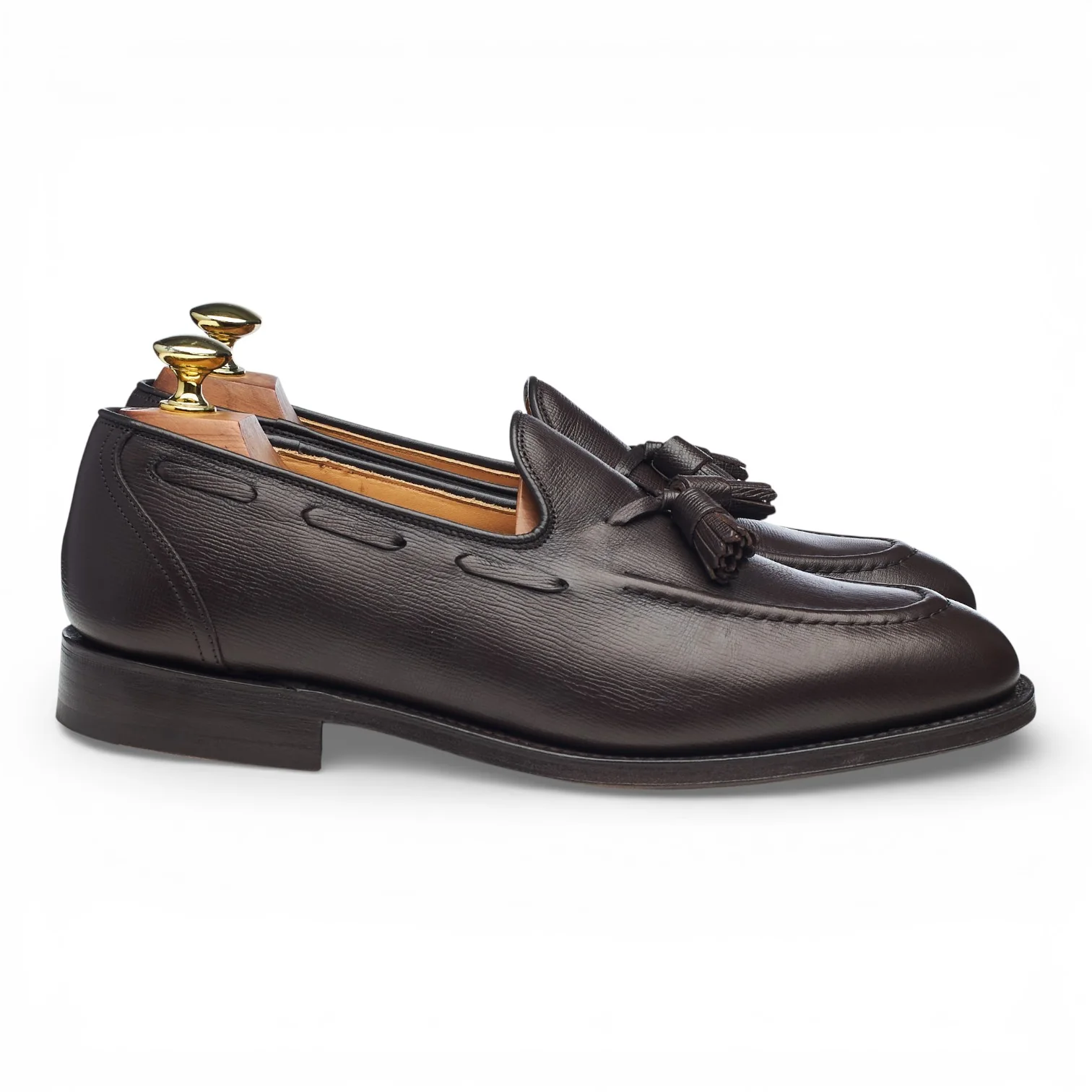 'Kingsley 2' Dark Brown Grain Leather Tassel Loafers UK 7 F