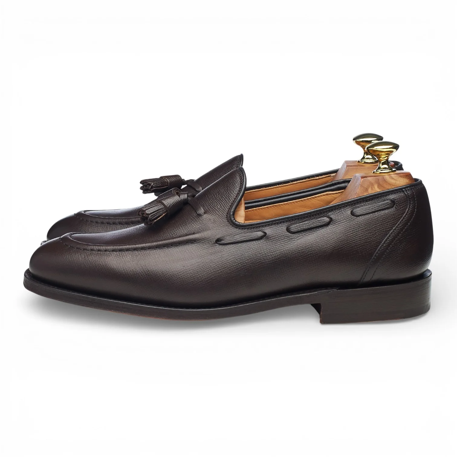 'Kingsley 2' Dark Brown Grain Leather Tassel Loafers UK 7 F - Image 3