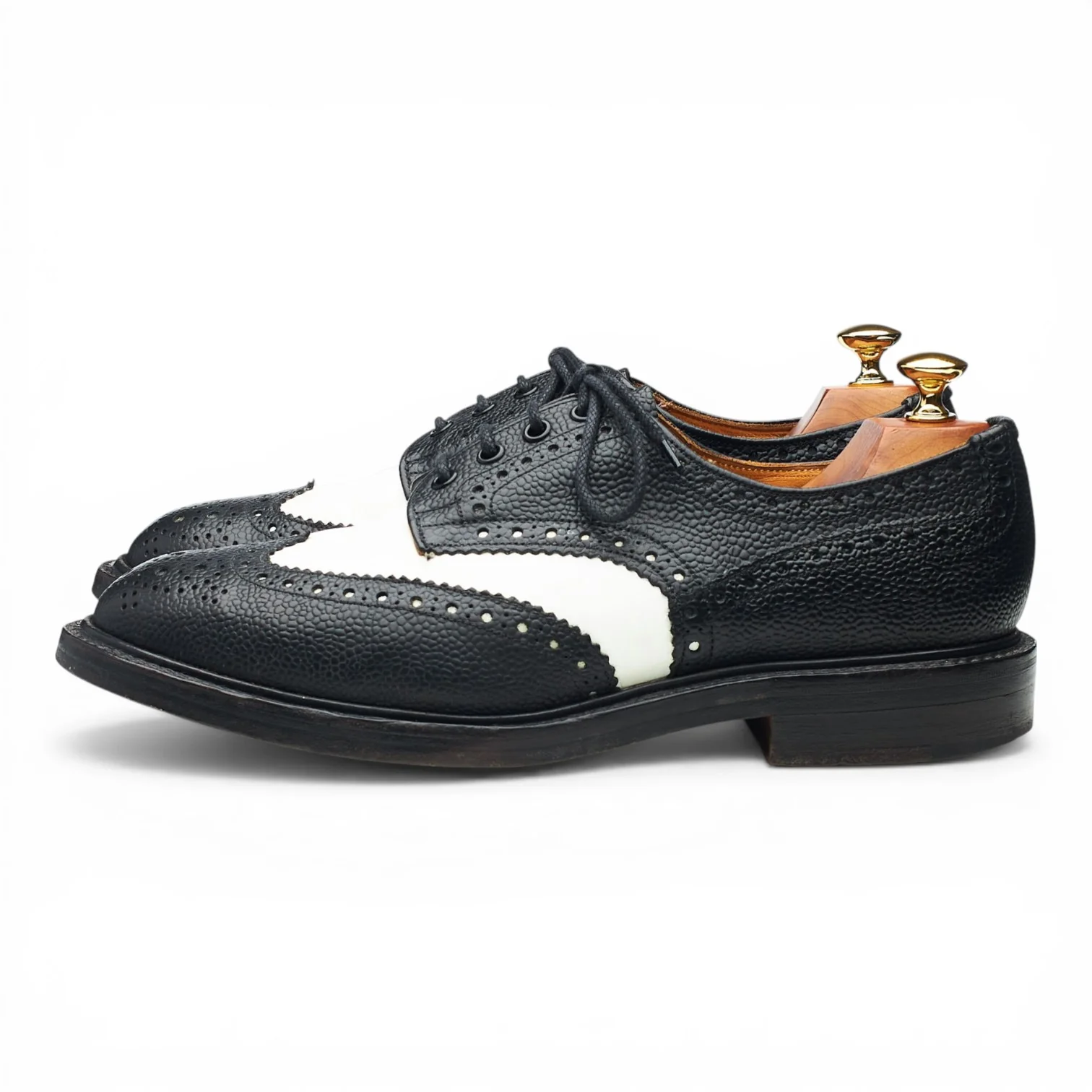 Kurt Geiger Black & White Grain Leather Spectator Brogues UK 9 - Image 3
