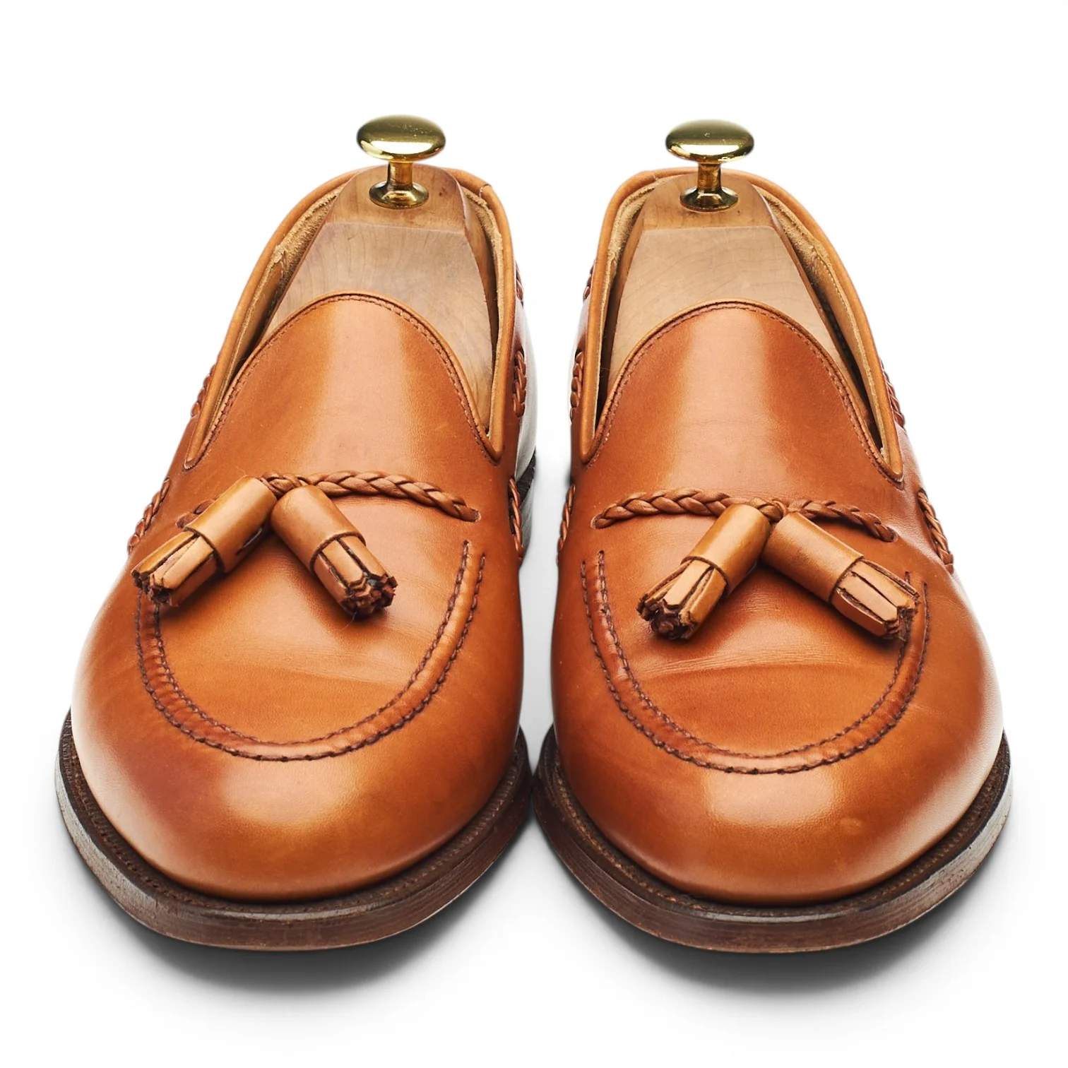 'Langham' Tan Brown Leather Tassel Loafers UK 9 EX - Image 2