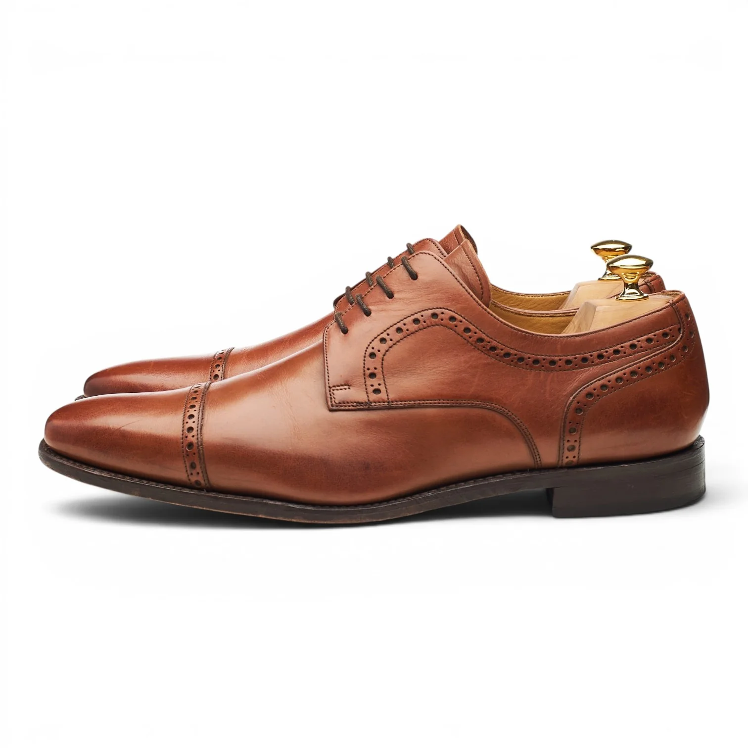 'Leo' Tan Brown Leather Derby Brogues UK 10 G - Image 3