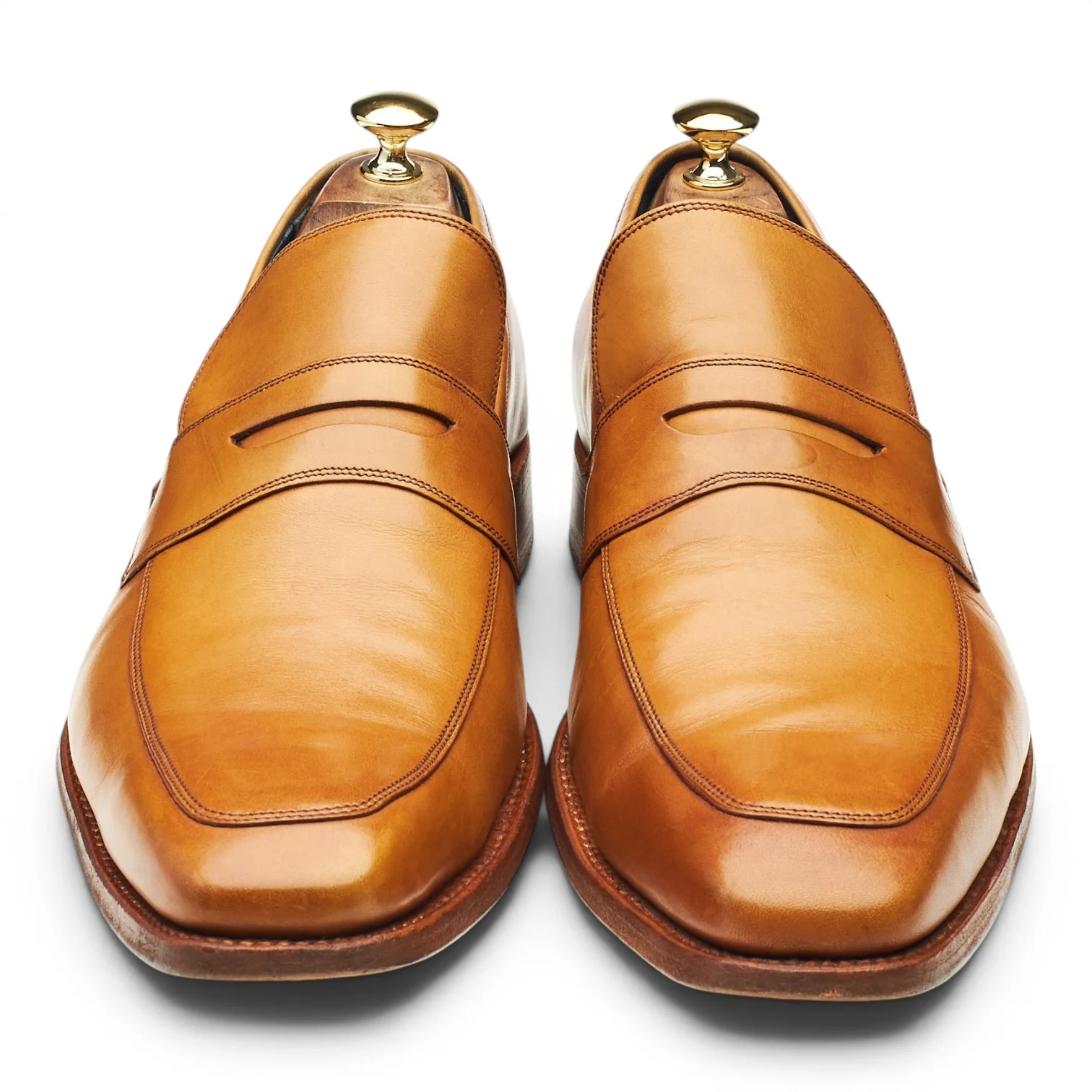 'Leonardo' Tan Brown Leather Loafers 11 F - Image 2