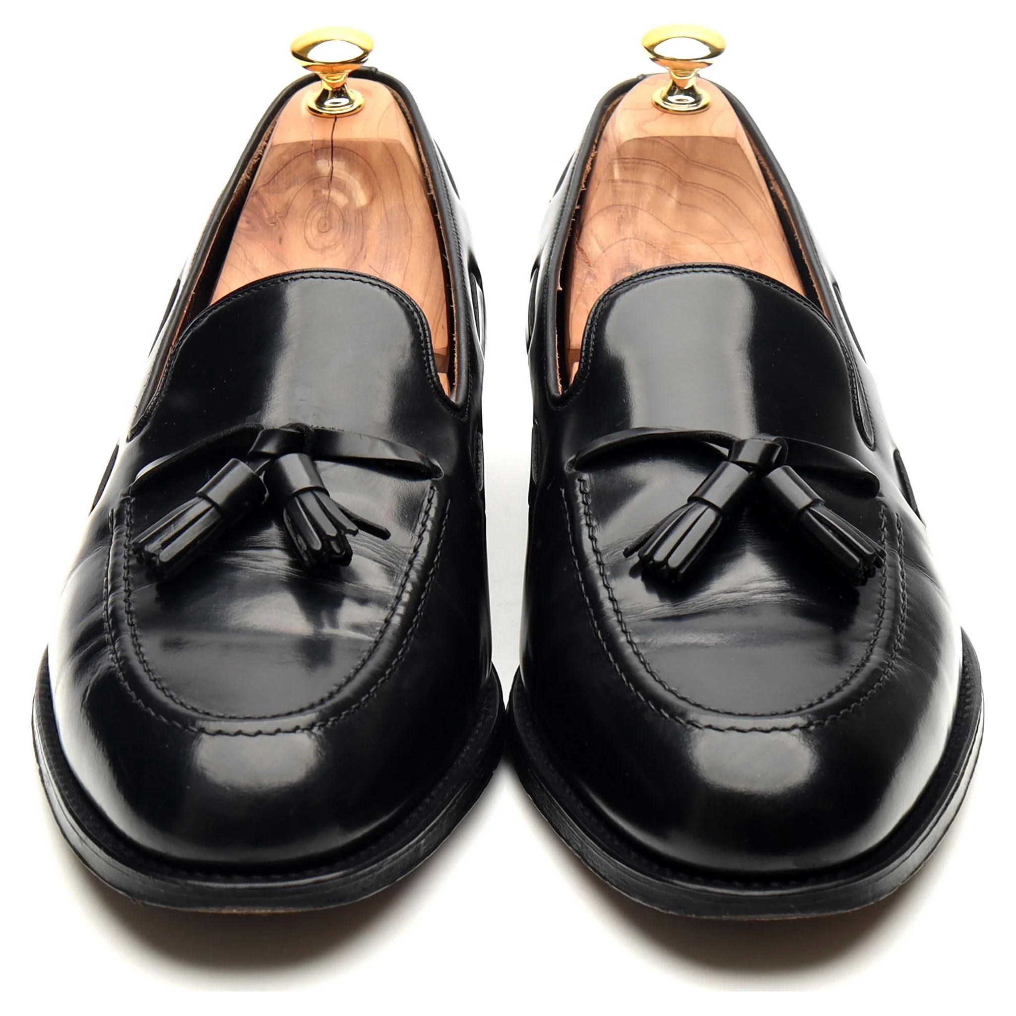 'Lincoln' Black Leather Tassel Loafers UK 12 F - Image 10