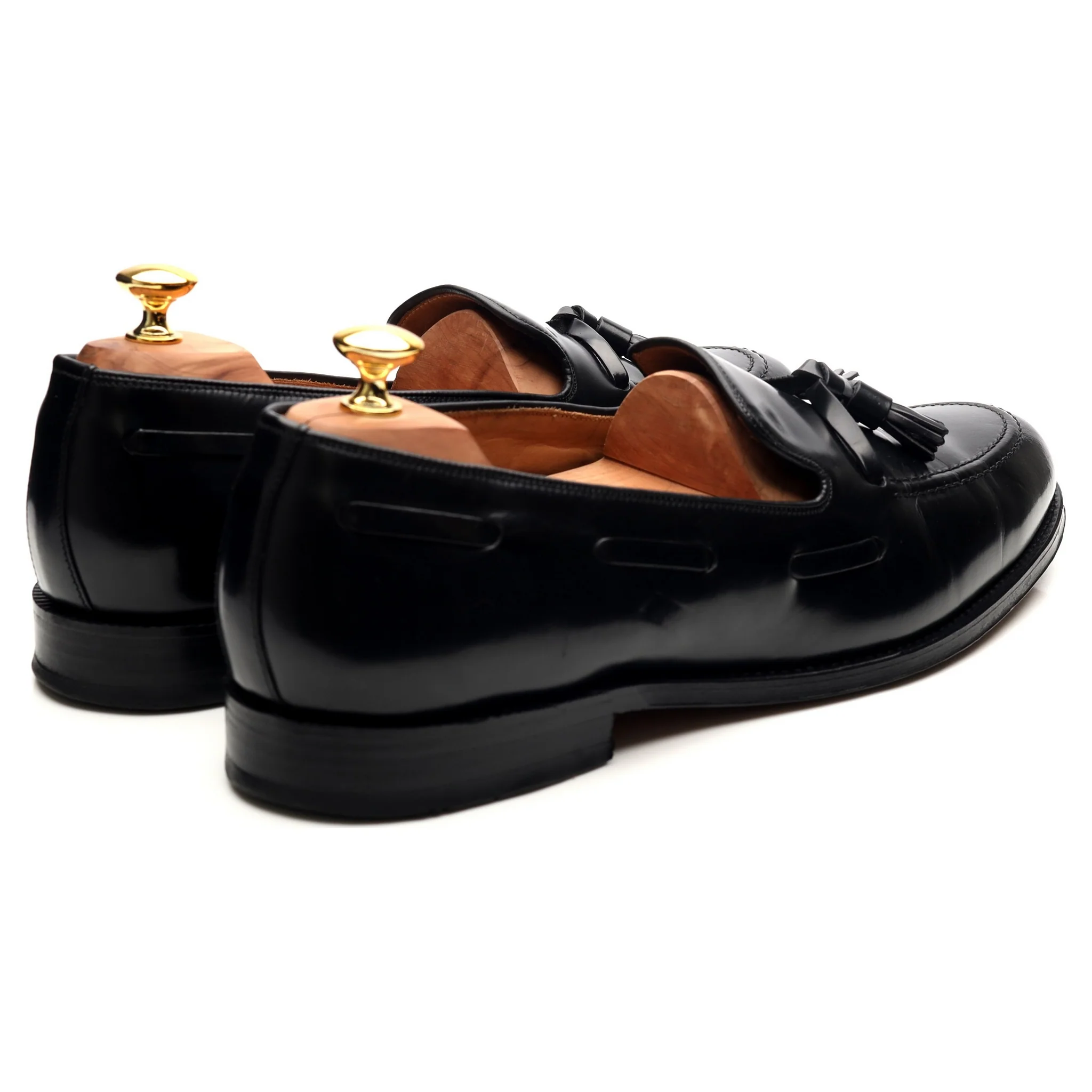 'Lincoln' Black Leather Tassel Loafers UK 12 F - Image 6