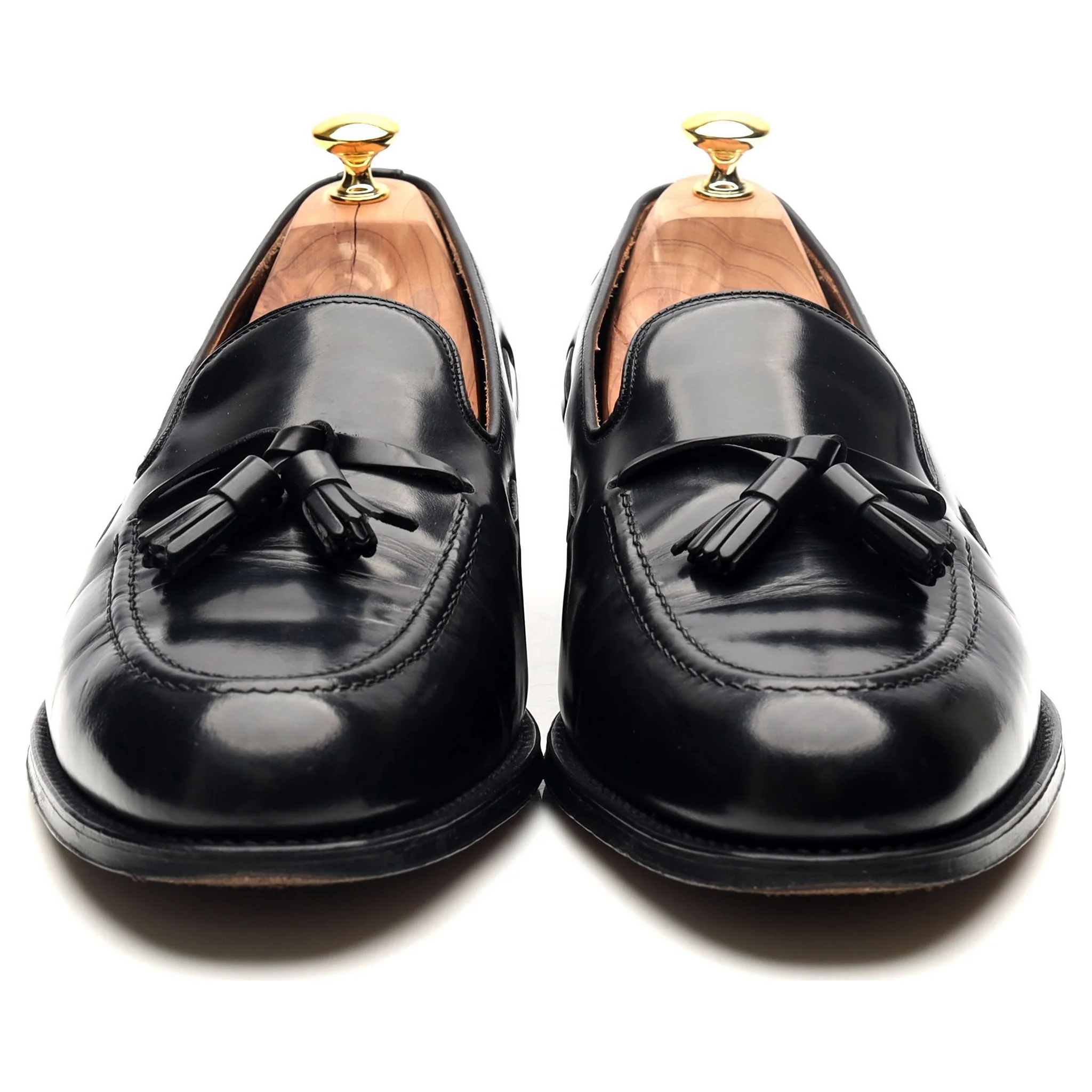 'Lincoln' Black Leather Tassel Loafers UK 12 F - Image 9