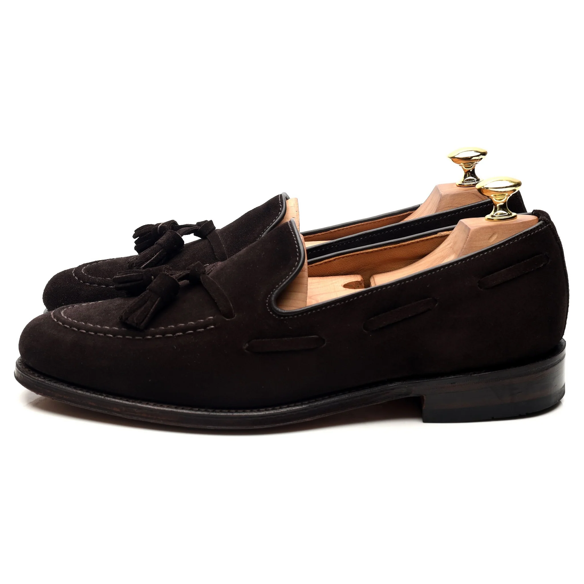'Lincoln' Dark Brown Suede Tassel Loafers UK 8 F - Image 2