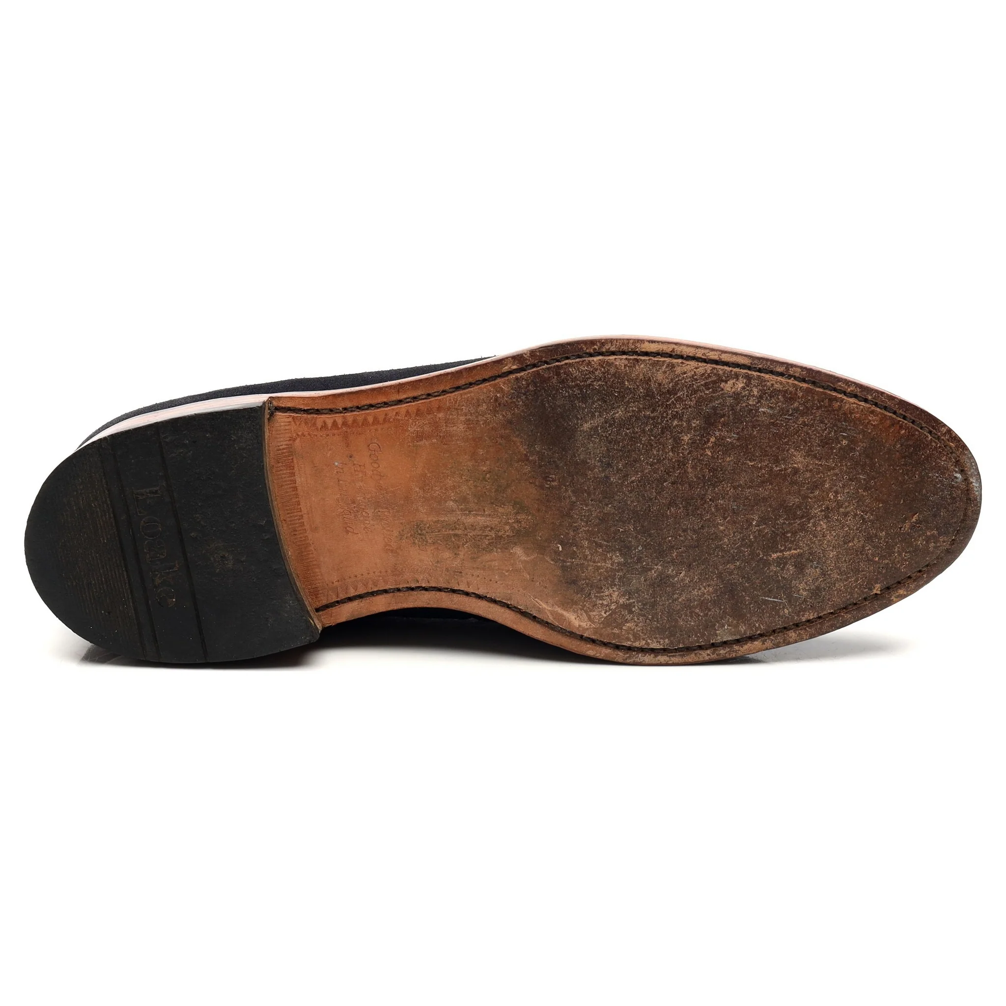 'Lincoln' Navy Blue Suede Tassel Loafers UK 8 F - Image 11
