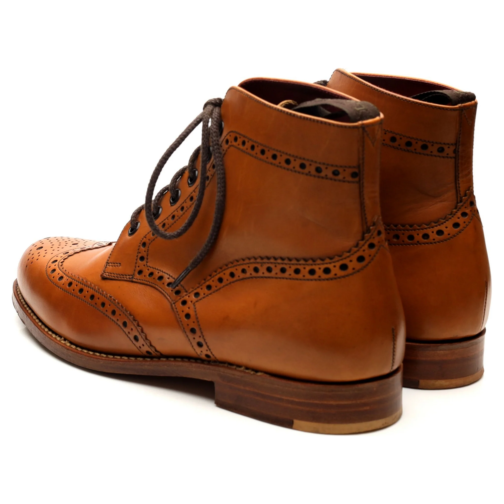 Women's 'Anne' Tan Brown Leather Brogue Boots UK 6 E - Image 3