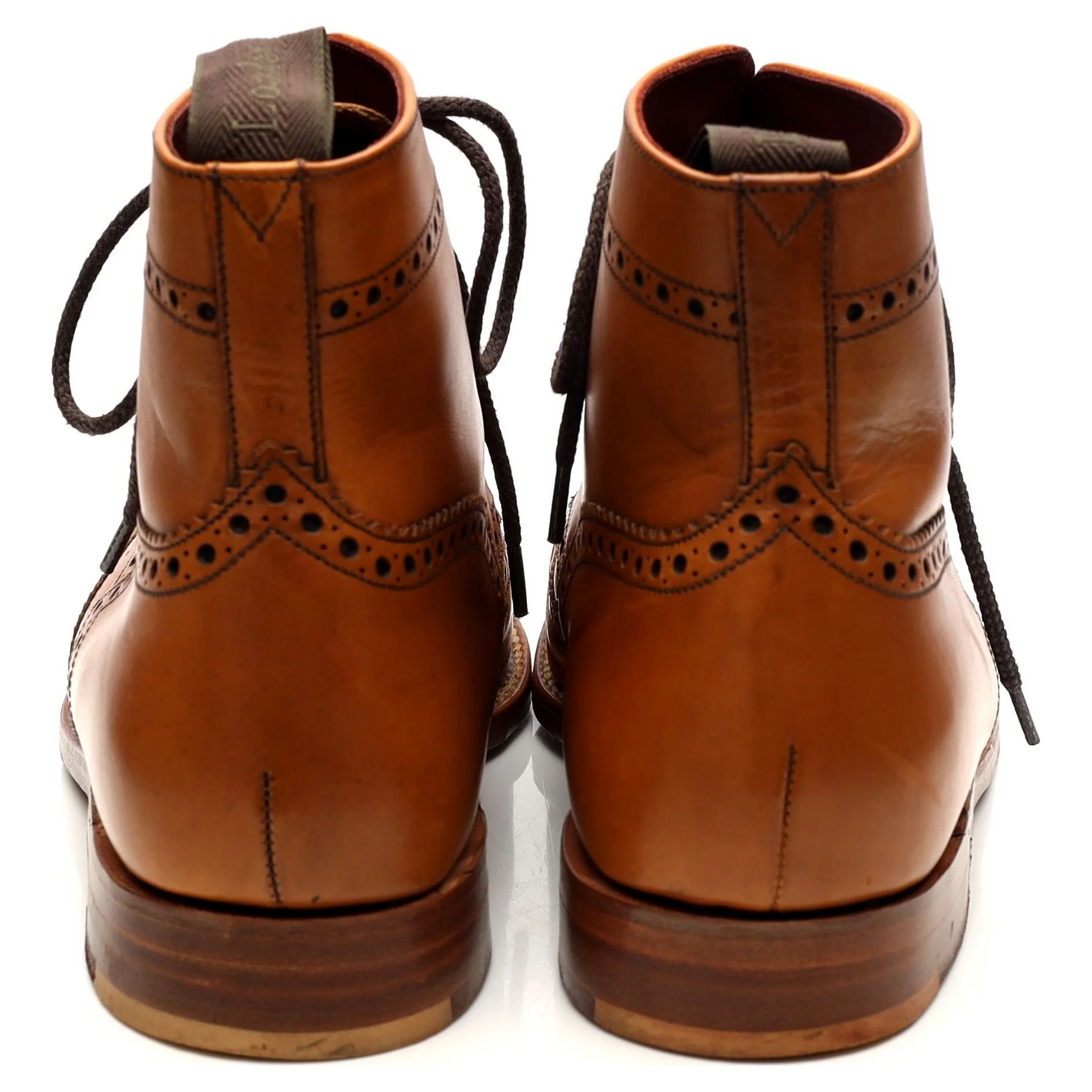 Women's 'Anne' Tan Brown Leather Brogue Boots UK 6 E - Image 4