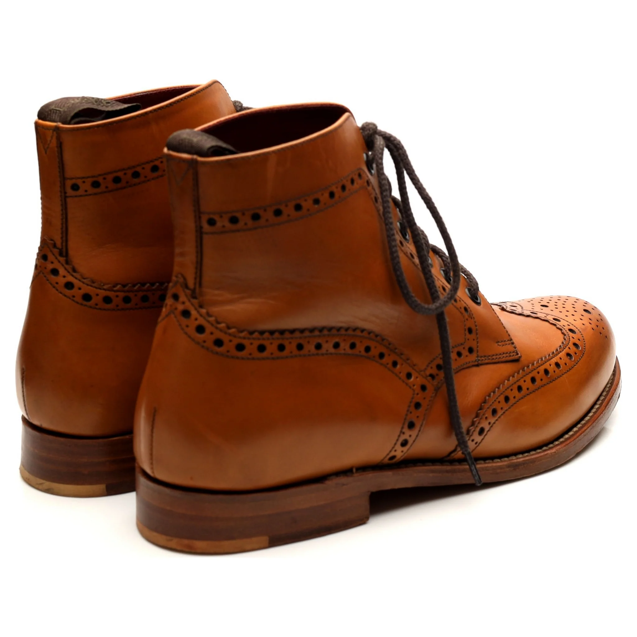 Women's 'Anne' Tan Brown Leather Brogue Boots UK 6 E - Image 5