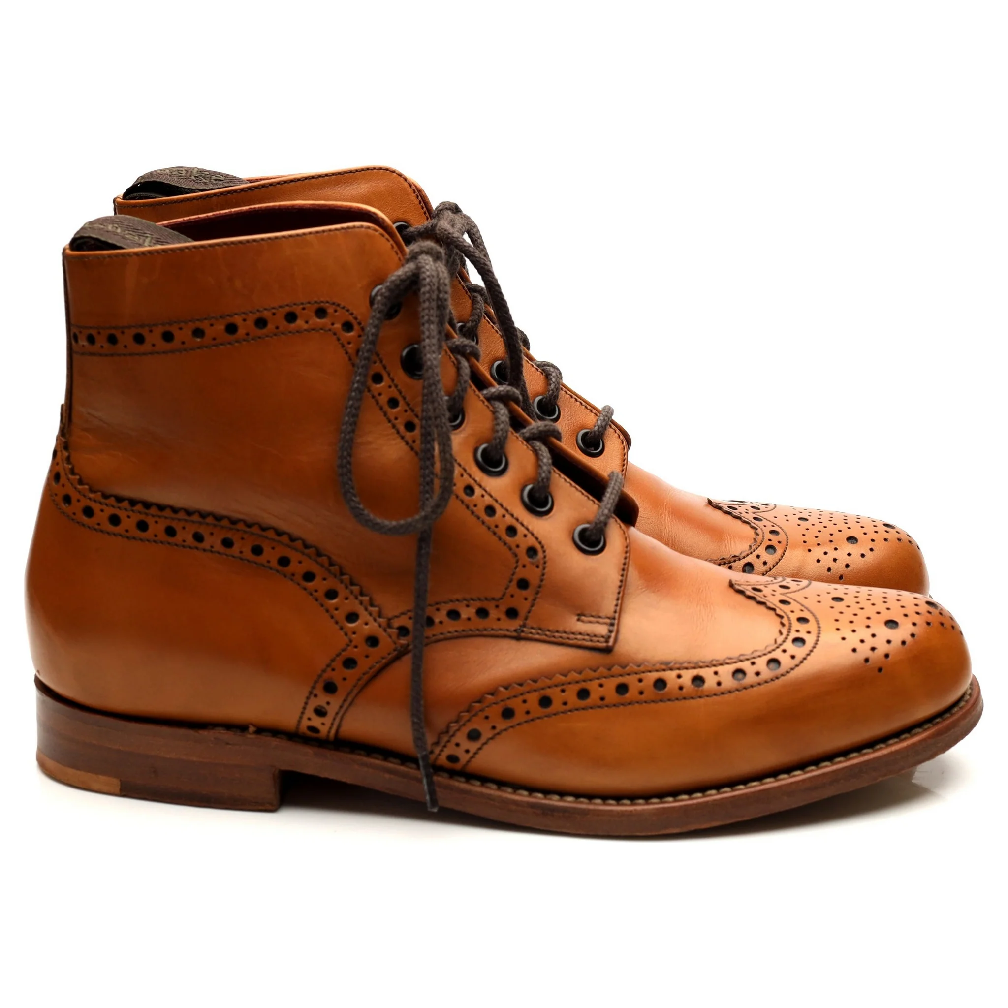 Women's 'Anne' Tan Brown Leather Brogue Boots UK 6 E - Image 6