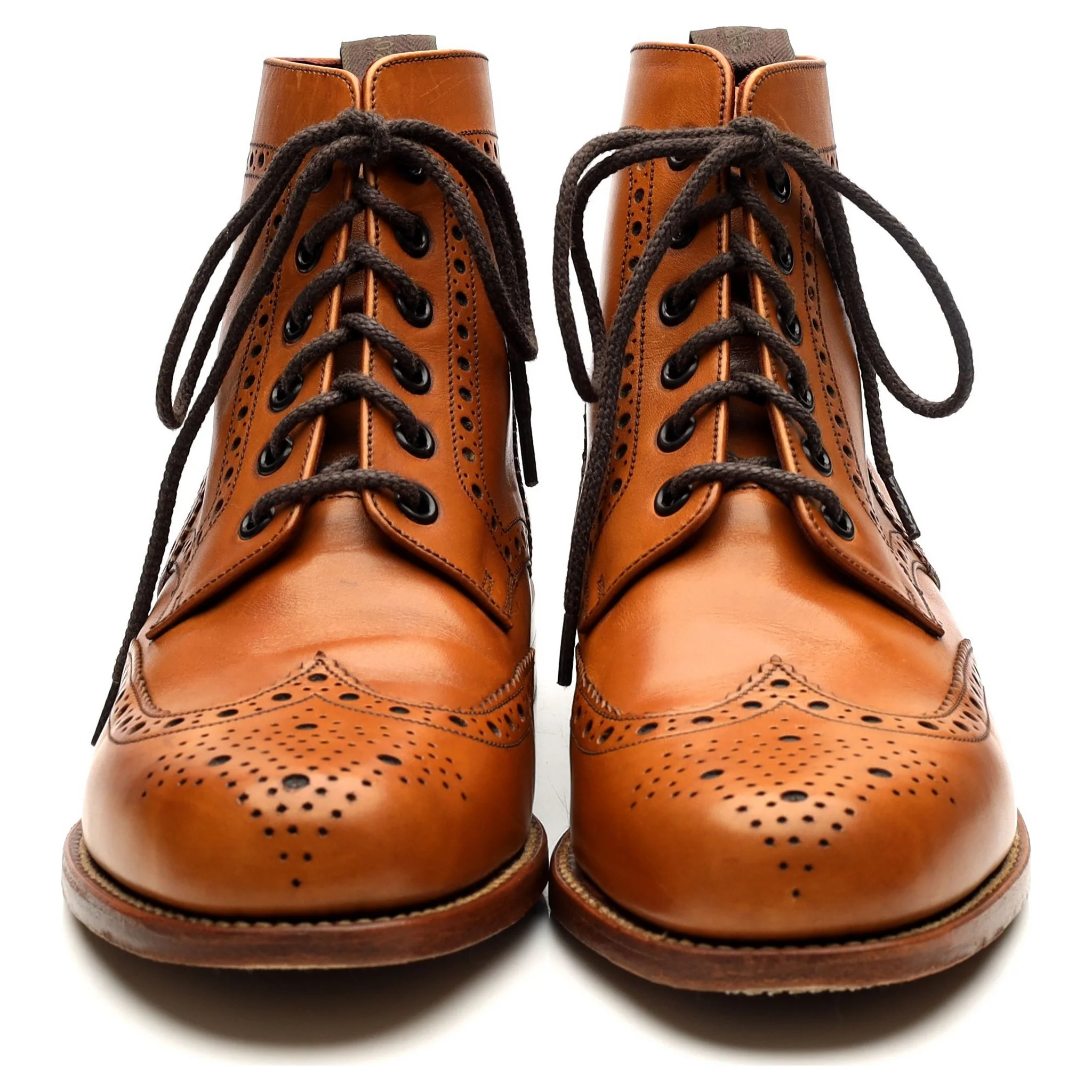 Women's 'Anne' Tan Brown Leather Brogue Boots UK 6 E - Image 8