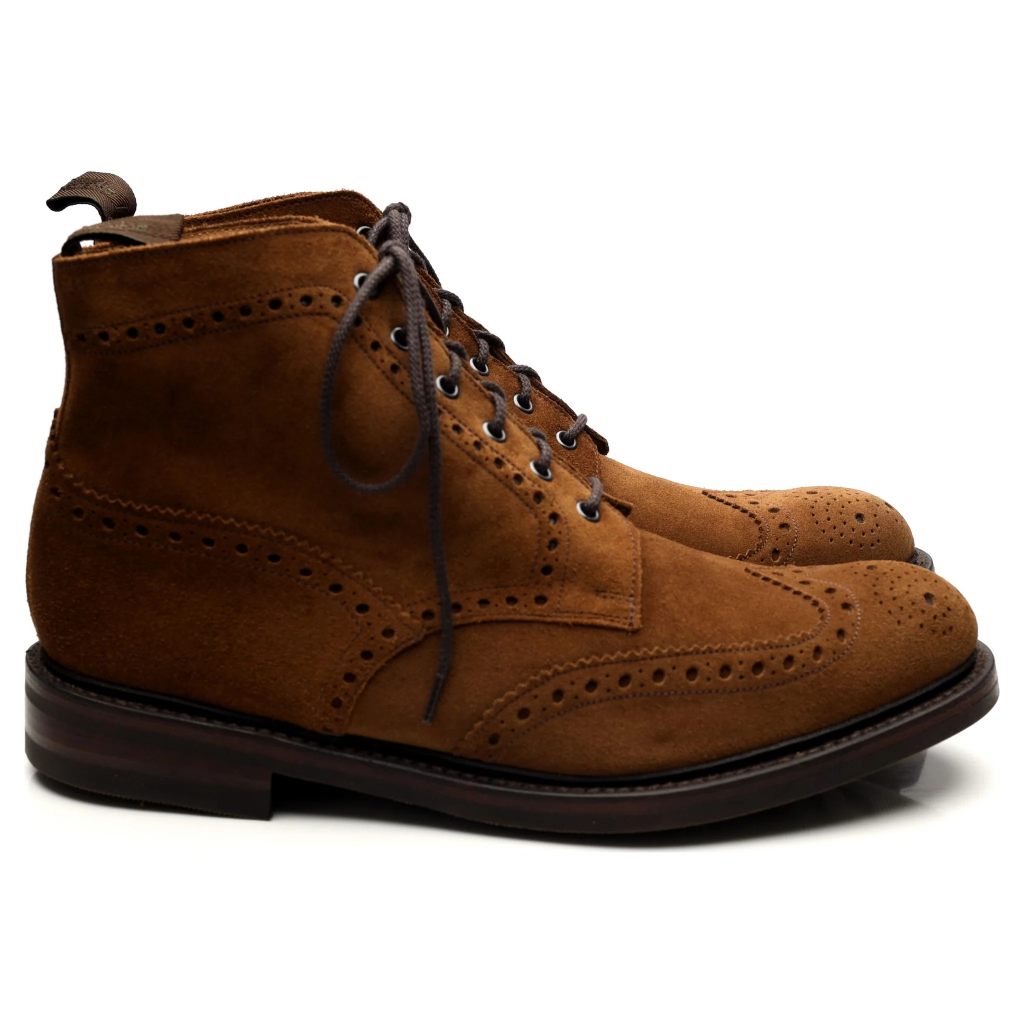 1880 'Bedale' Tan Brown Suede Brogue Boots UK 11 G - Image 6
