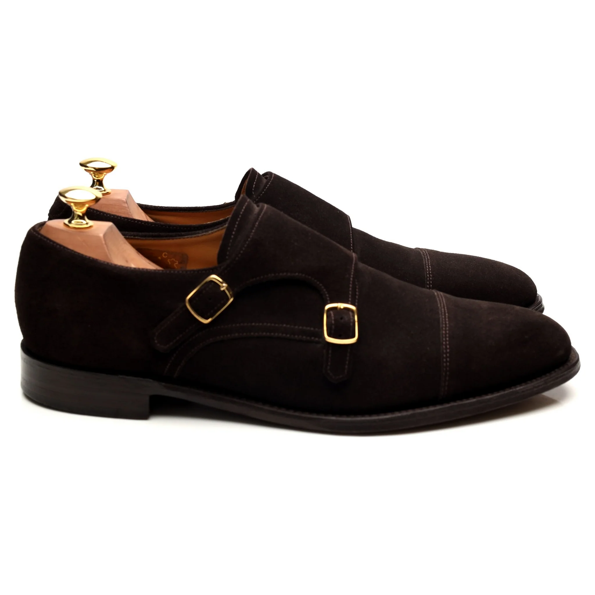 1880 'Cannon' Dark Brown Suede Double Monk Strap UK 9.5 F - Image 6