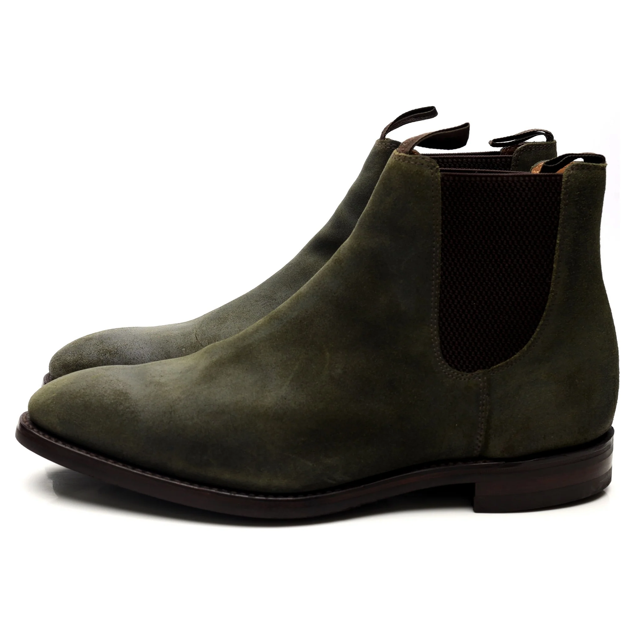 1880 'Chatsworth' Green Waxed Suede Chelsea Boots UK 12 G - Image 2