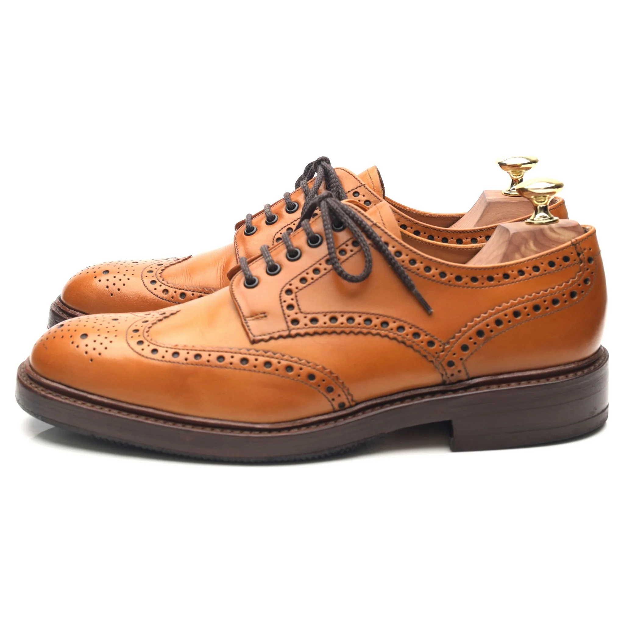 1880 'Chester 2' Tan Brown Leather Derby Brogues UK 7 F - Image 2