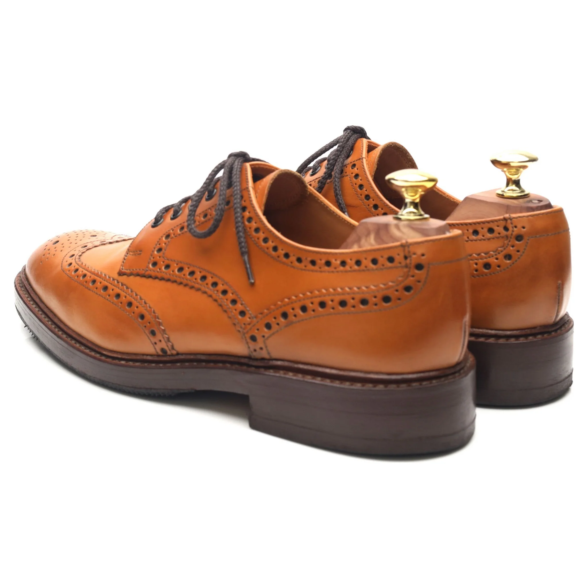 1880 'Chester 2' Tan Brown Leather Derby Brogues UK 7 F - Image 3