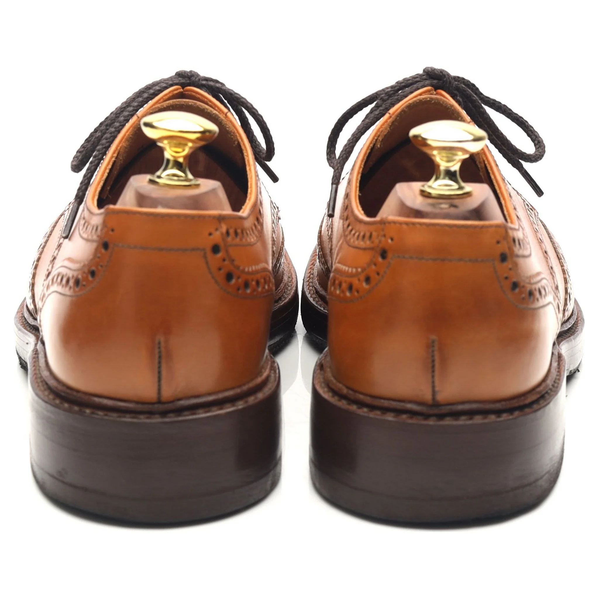 1880 'Chester 2' Tan Brown Leather Derby Brogues UK 7 F - Image 4