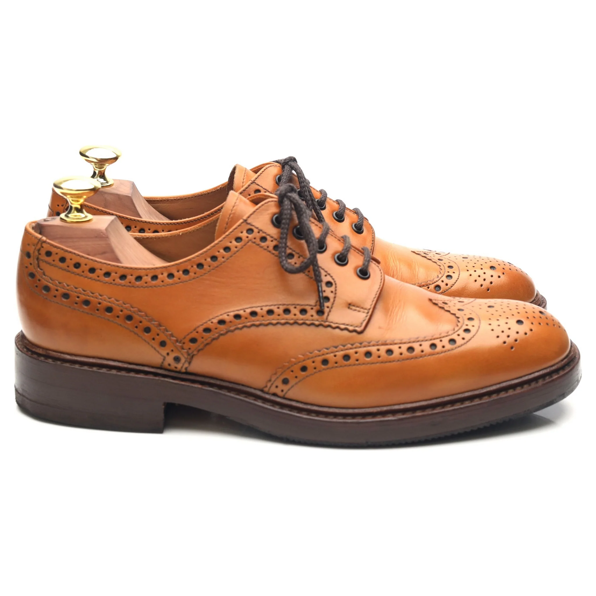 1880 'Chester 2' Tan Brown Leather Derby Brogues UK 7 F - Image 6
