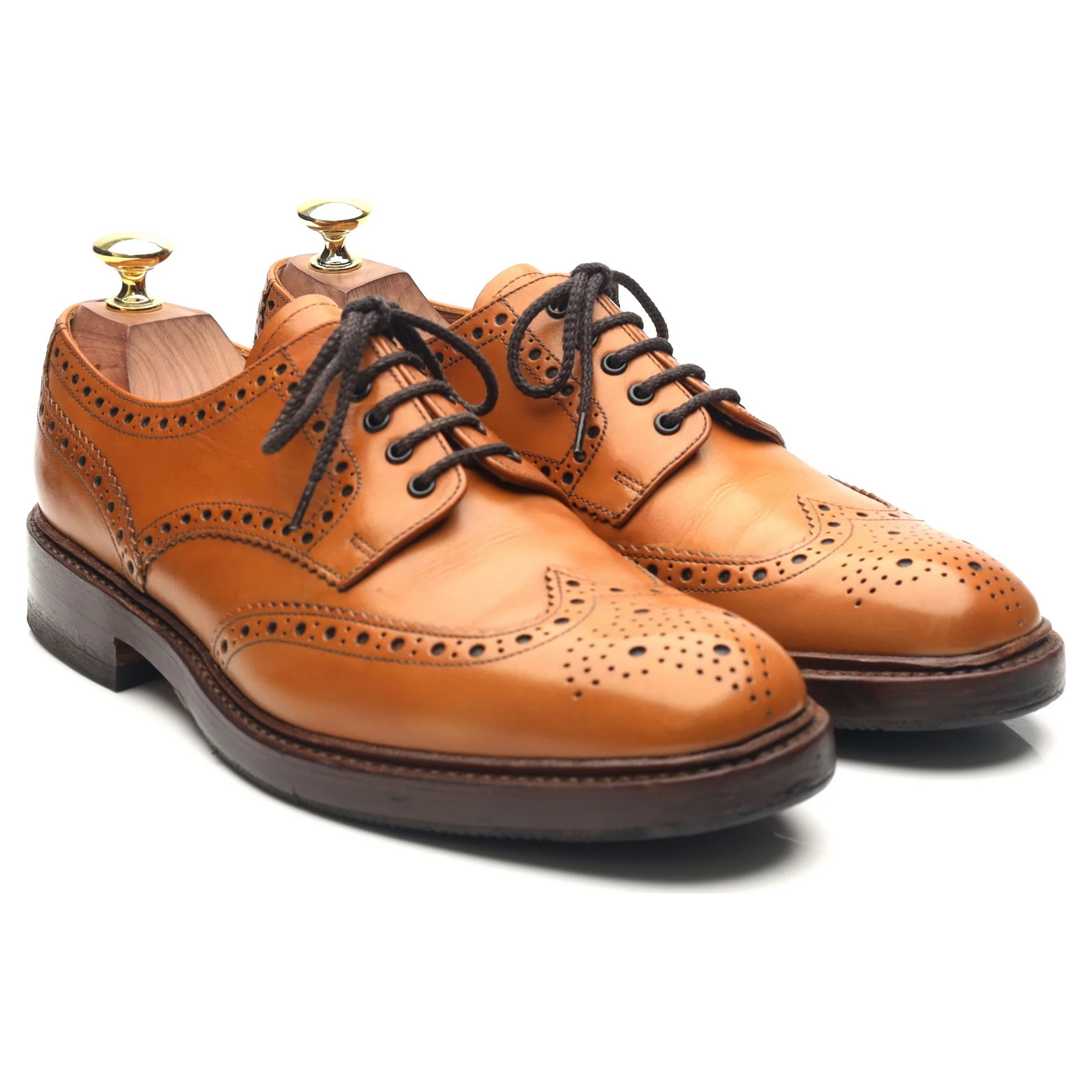 1880 'Chester 2' Tan Brown Leather Derby Brogues UK 7 F - Image 7