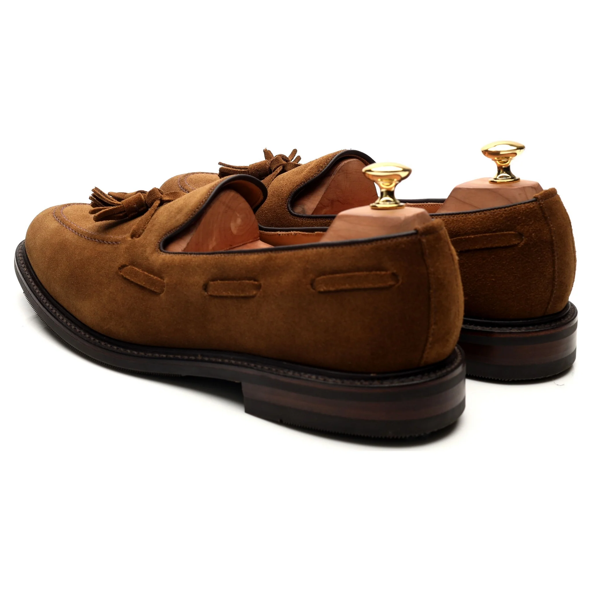 1880 'Nottingham' Brown Suede Tassel Loafers UK 10.5 F - Image 3