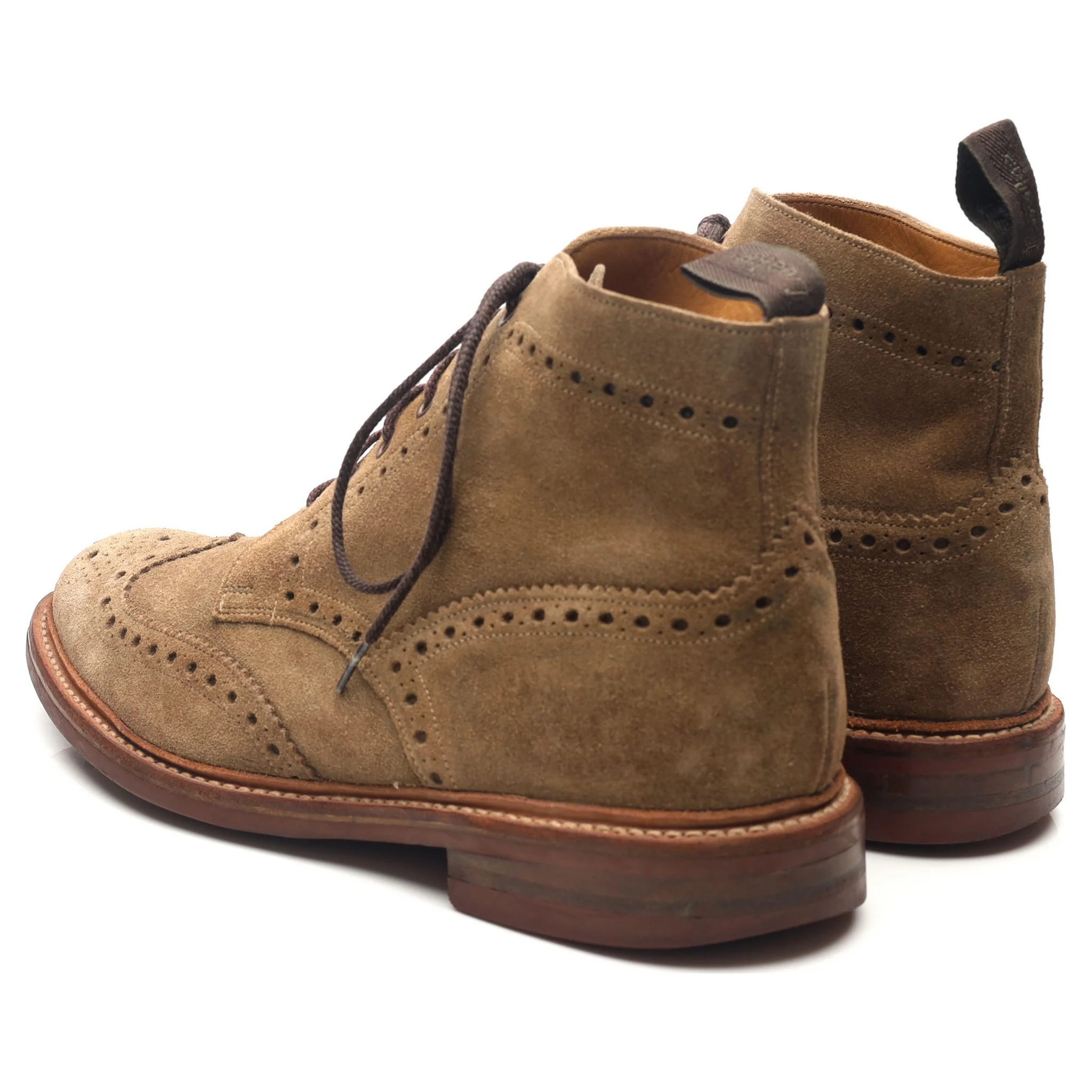 1880 'Wharfdale' Sand Brown Suede Brogue Boots UK 9 G - Image 3