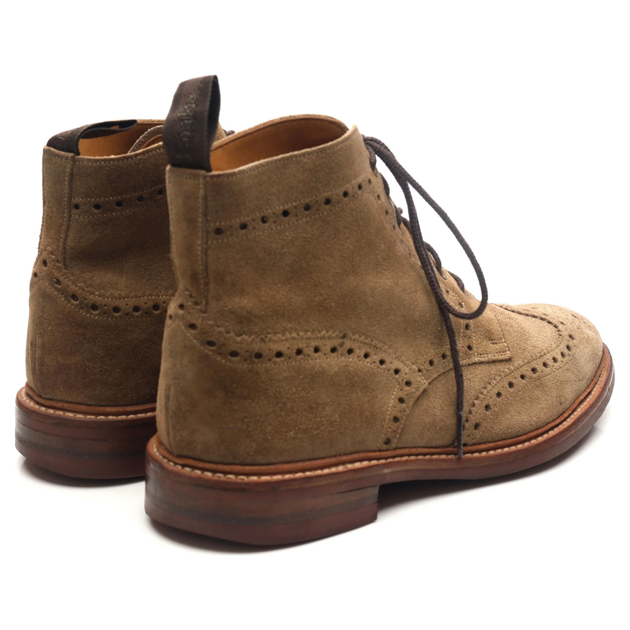1880 'Wharfdale' Sand Brown Suede Brogue Boots UK 9 G - Image 5