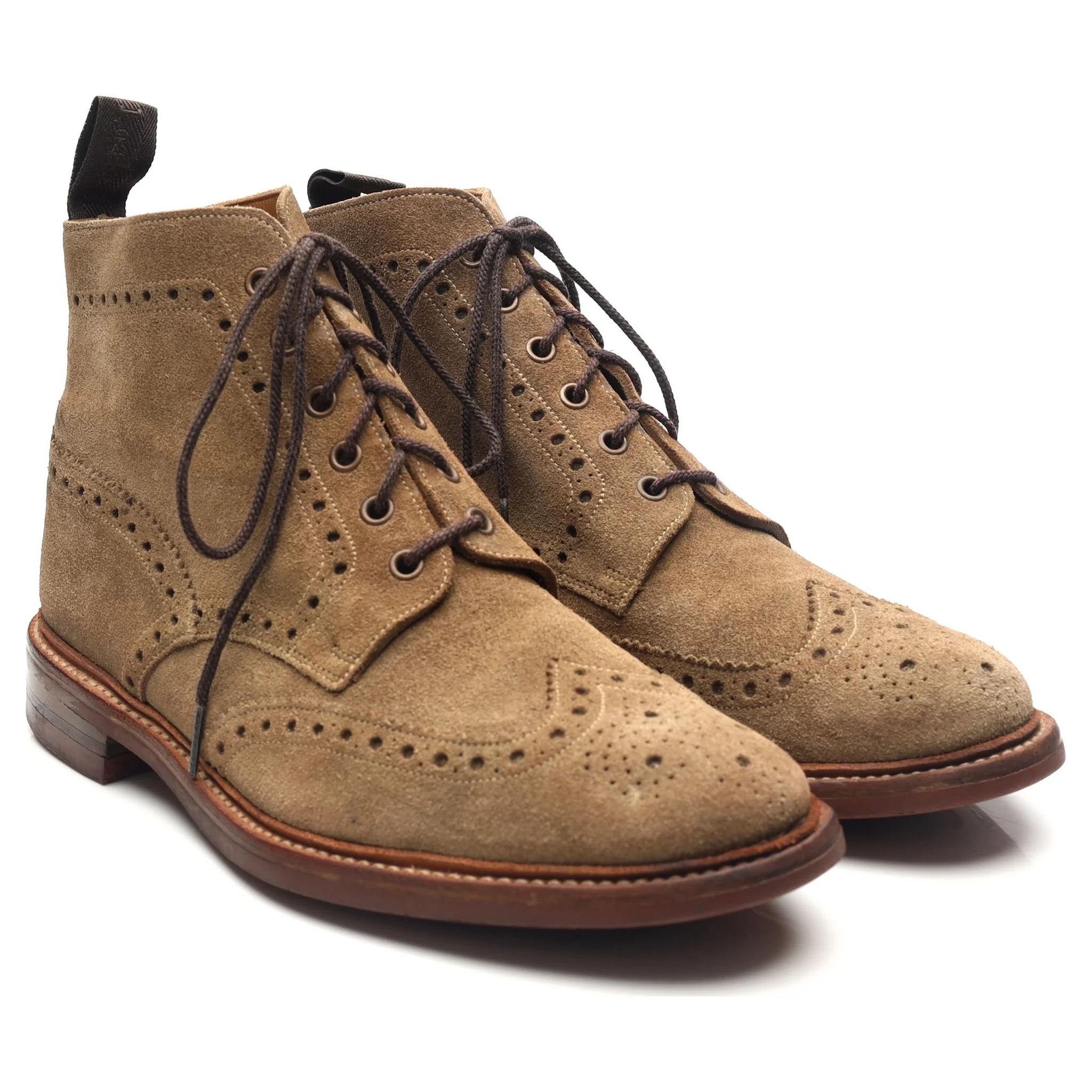 1880 'Wharfdale' Sand Brown Suede Brogue Boots UK 9 G - Image 7