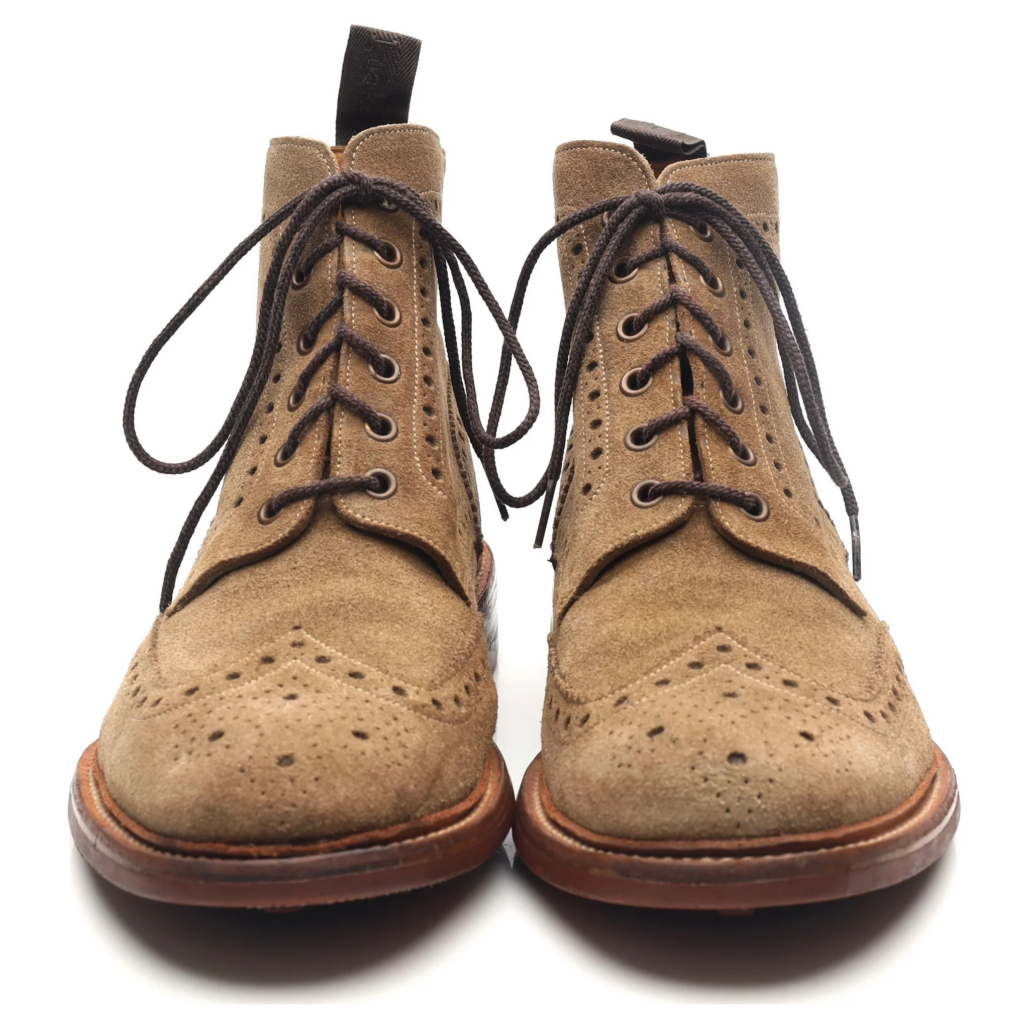 1880 'Wharfdale' Sand Brown Suede Brogue Boots UK 9 G - Image 8