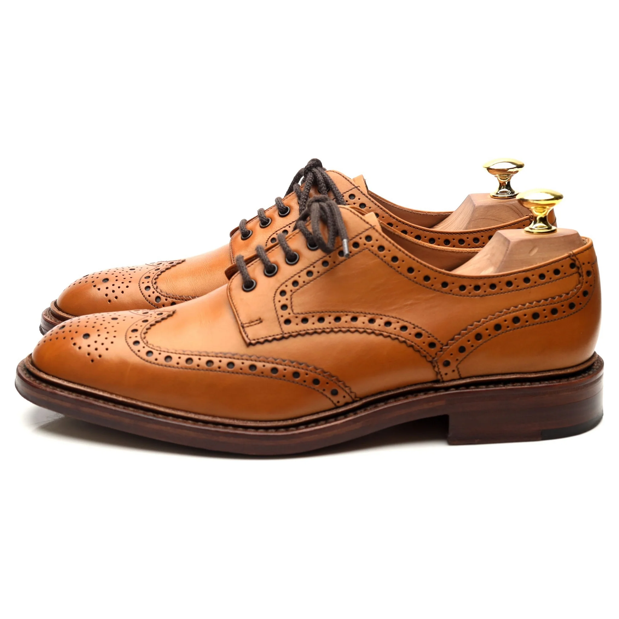 1880 'Chester 2' Tan Brown Leather Derby Brogues UK 8 F - Image 2