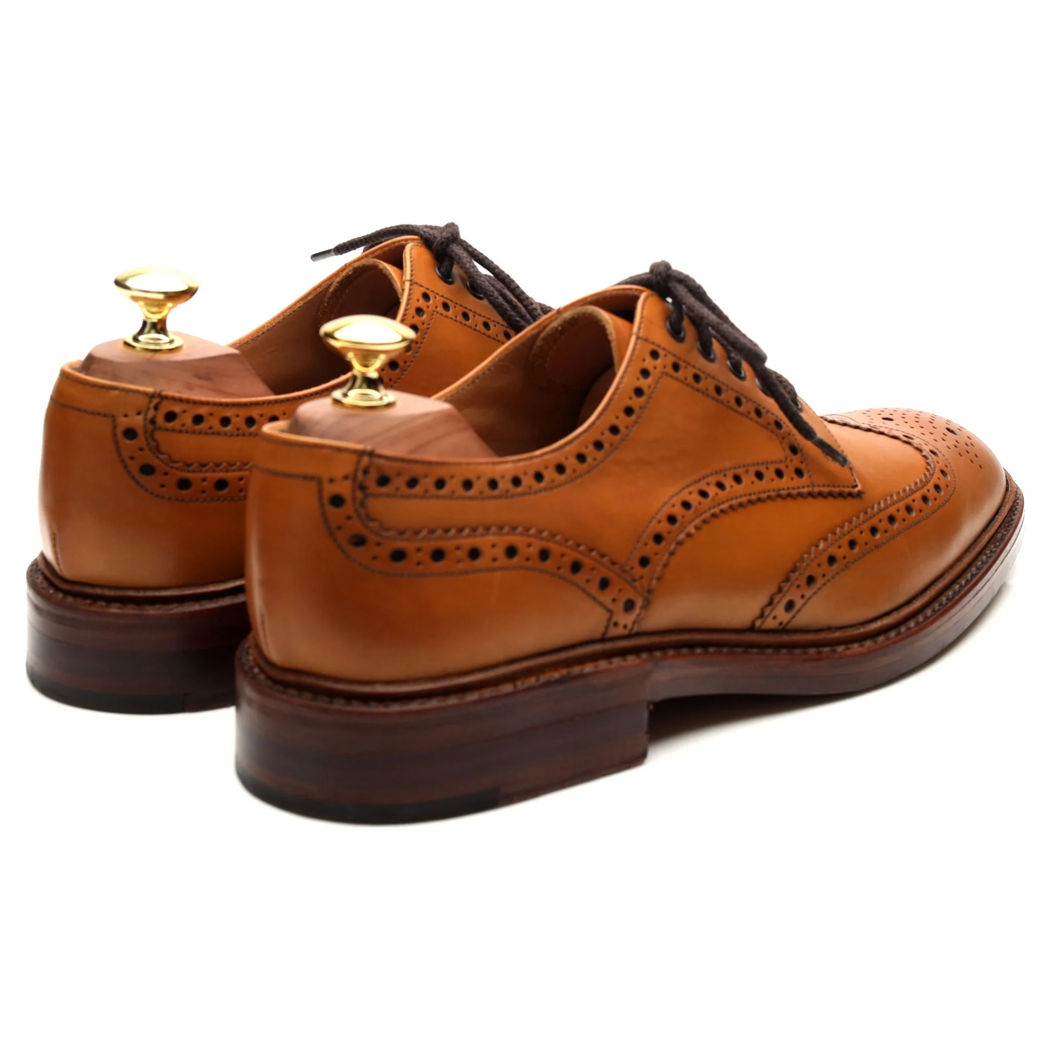 1880 'Chester 2' Tan Brown Leather Derby Brogues UK 8 F - Image 5