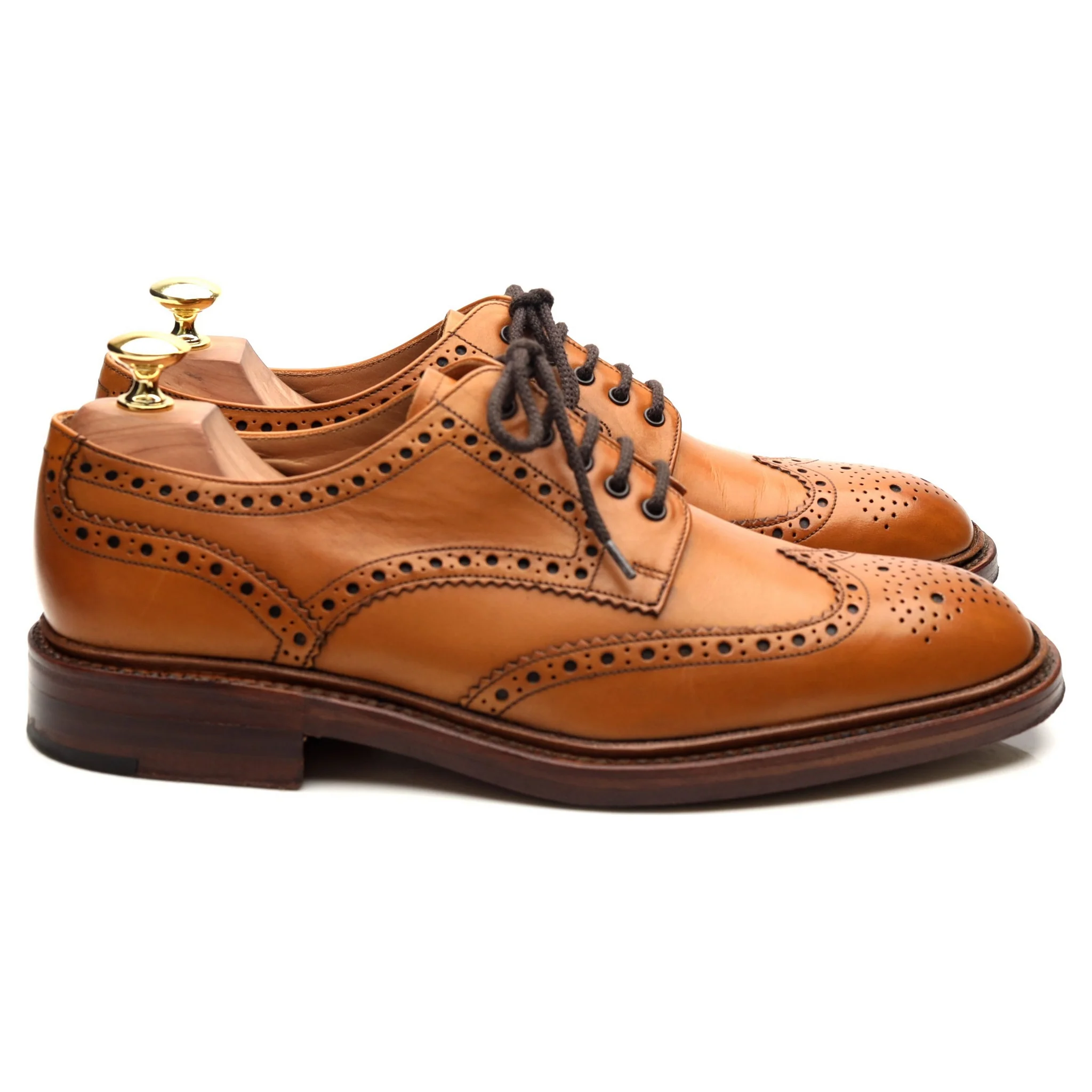 1880 'Chester 2' Tan Brown Leather Derby Brogues UK 8 F - Image 6