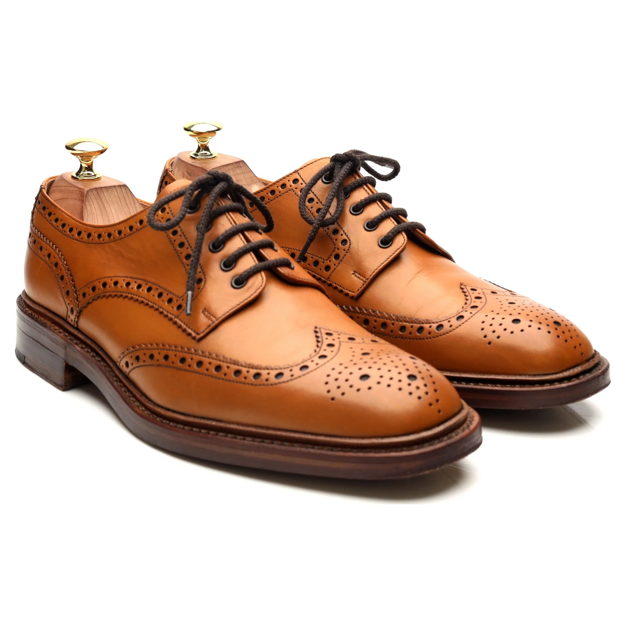 1880 'Chester 2' Tan Brown Leather Derby Brogues UK 8 F - Image 7