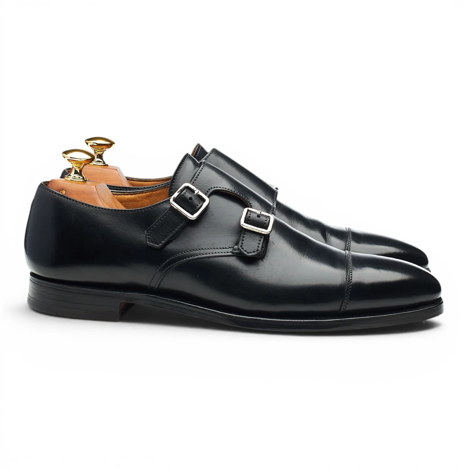 'Lowndes' Black Leather Double Monk Strap UK 6 E