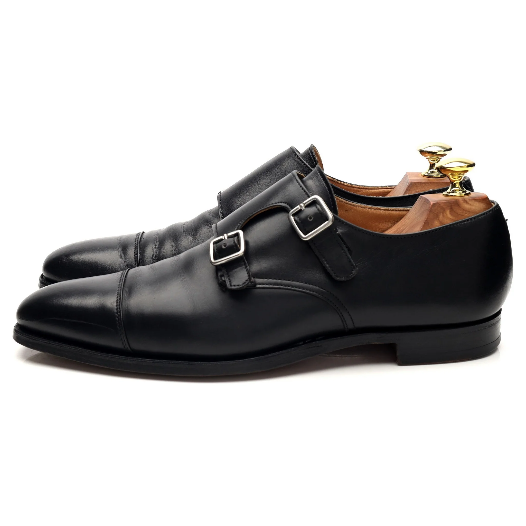 'Lowndes' Black Leather Double Monk Strap UK 7 E - Image 3