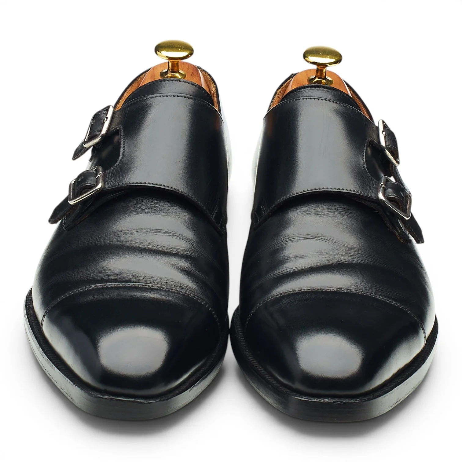 'Lowndes' Black Leather Double Monk Strap UK 8 E - Image 2